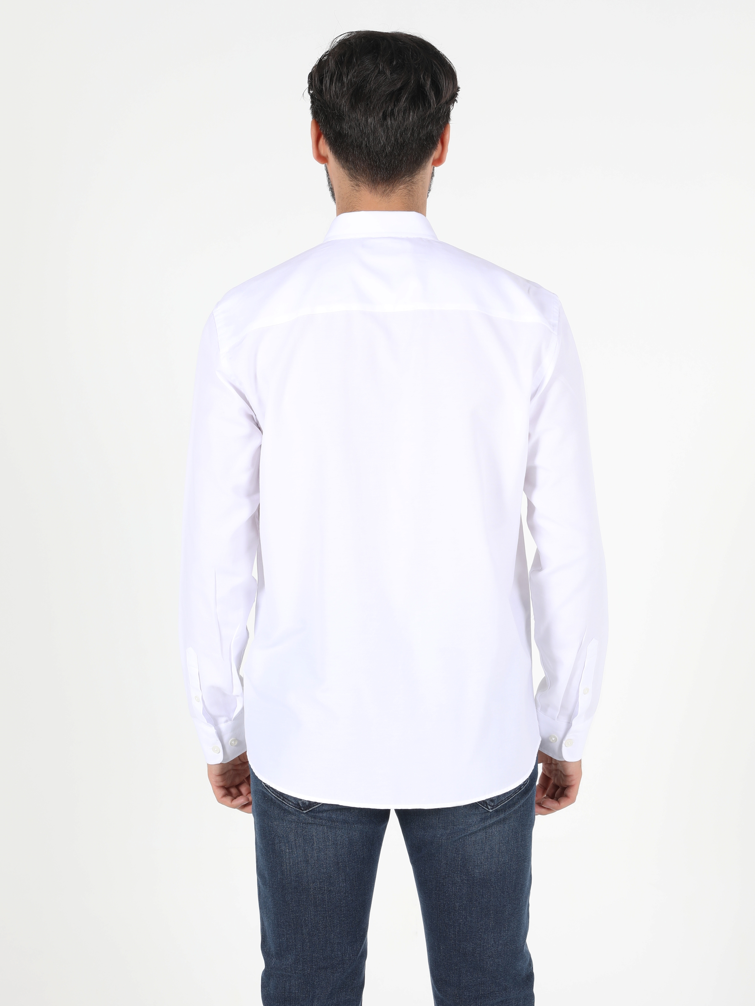  Regular Fit Shirt Neck Erkek Beyaz Uzun Kol Gömlek