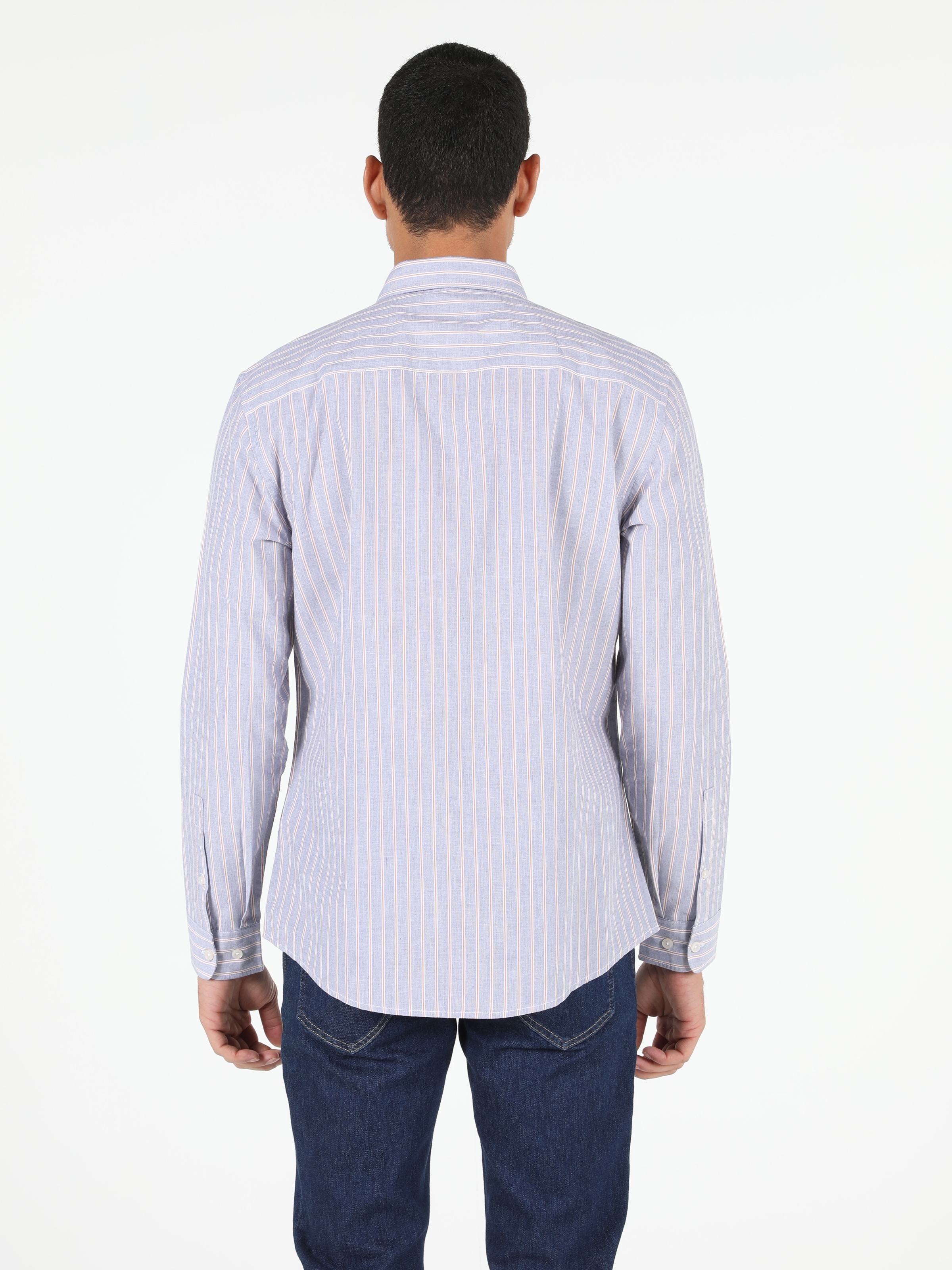 Colins Slim Fit Shirt Neck Erkek Açık Mavi Uzun Kol Gömlek. 2