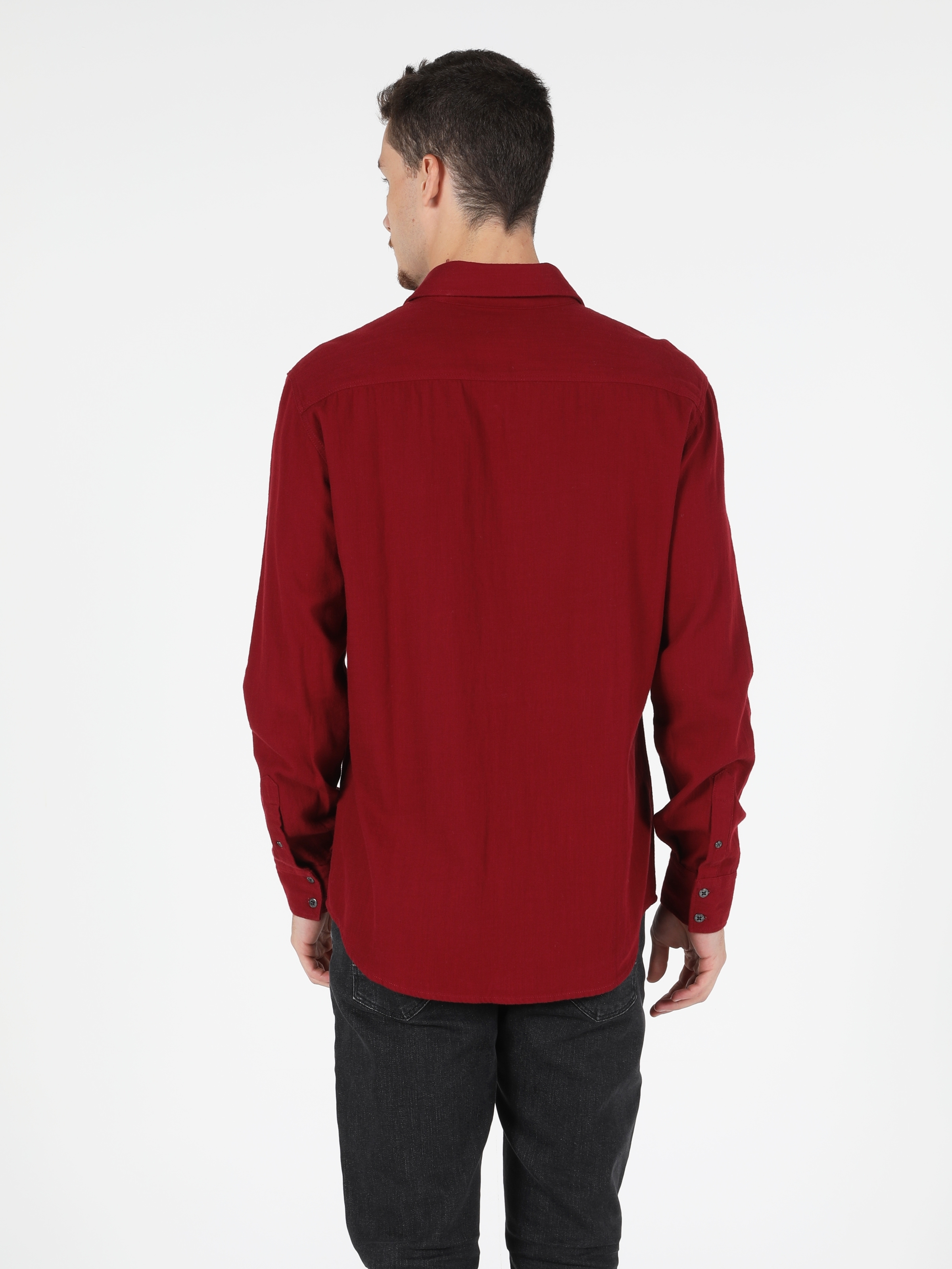 Colins Regular Fit Shirt Neck Erkek Kırmızı Uzun Kol Gömlek. 2