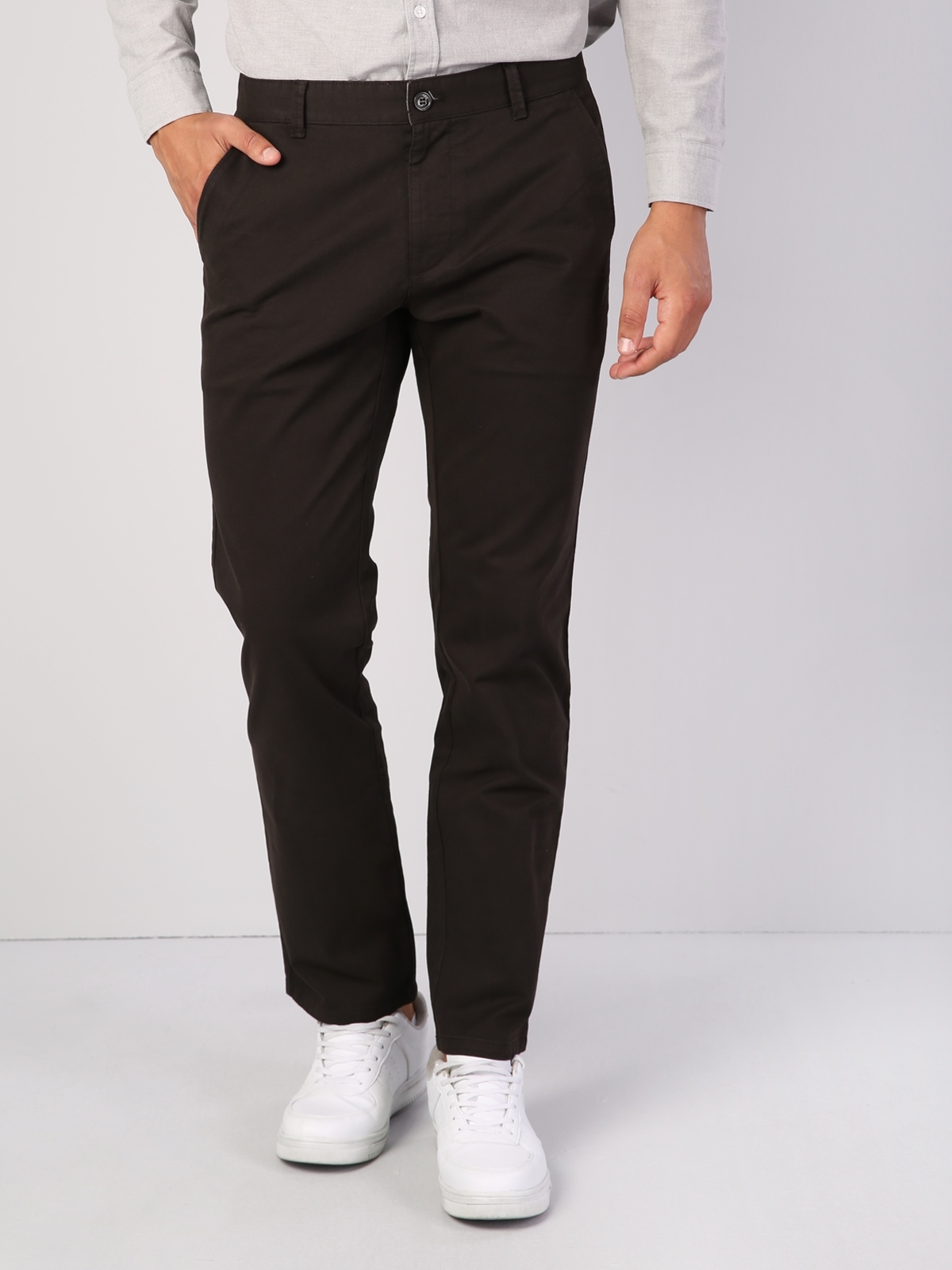 Colins Regular Fit Orta Bel Düz Paça Erkek Kahverengi Pantolon. 5