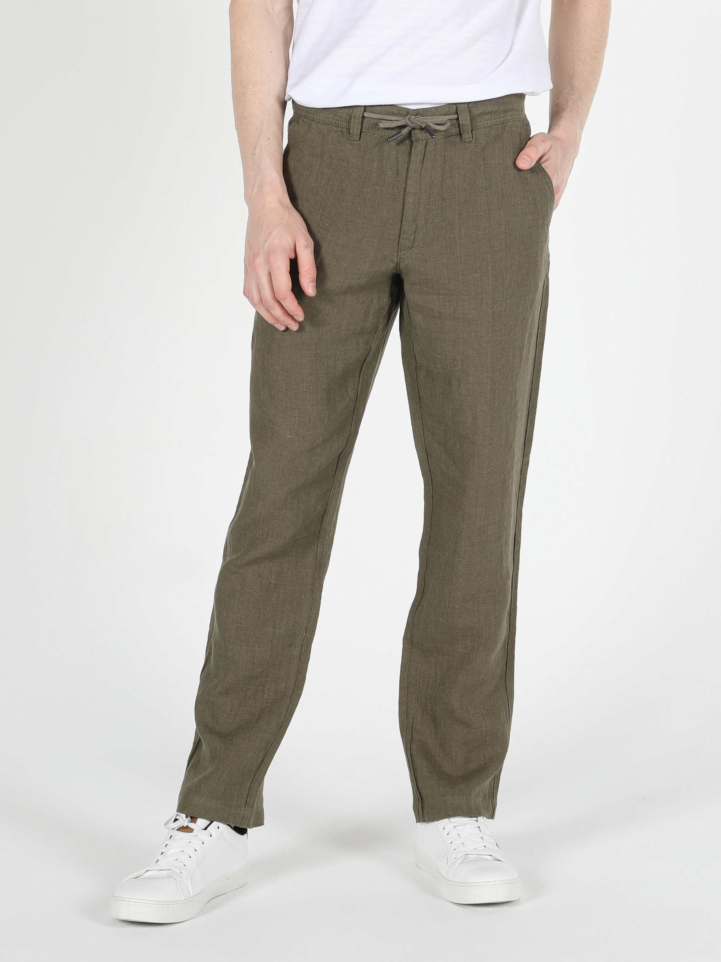 Orta Bel Normal Kesim Düz Paça Yeşil Erkek Pantolon