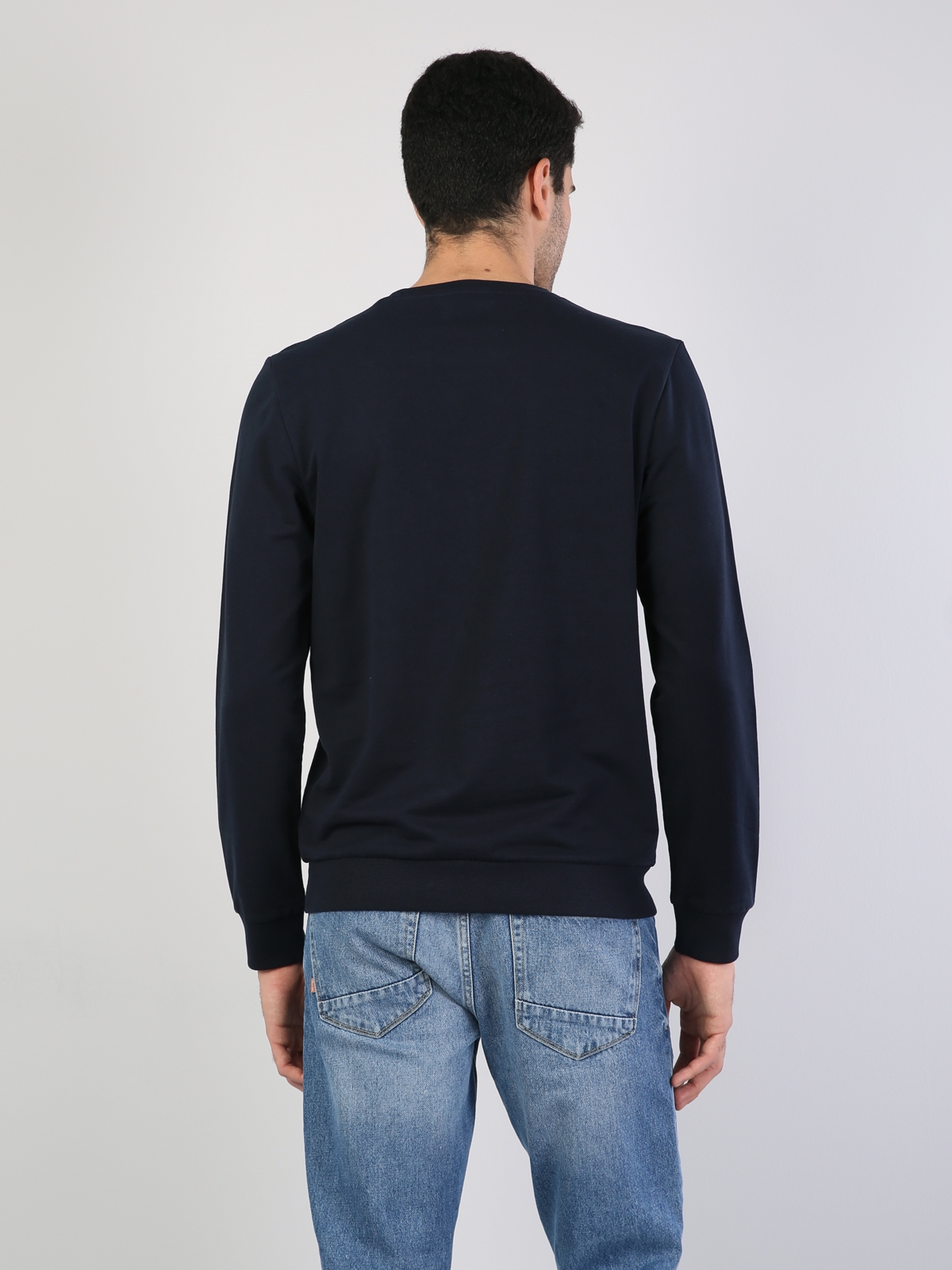 Lacivert Baskılı Uzun Kol Sweatshirt