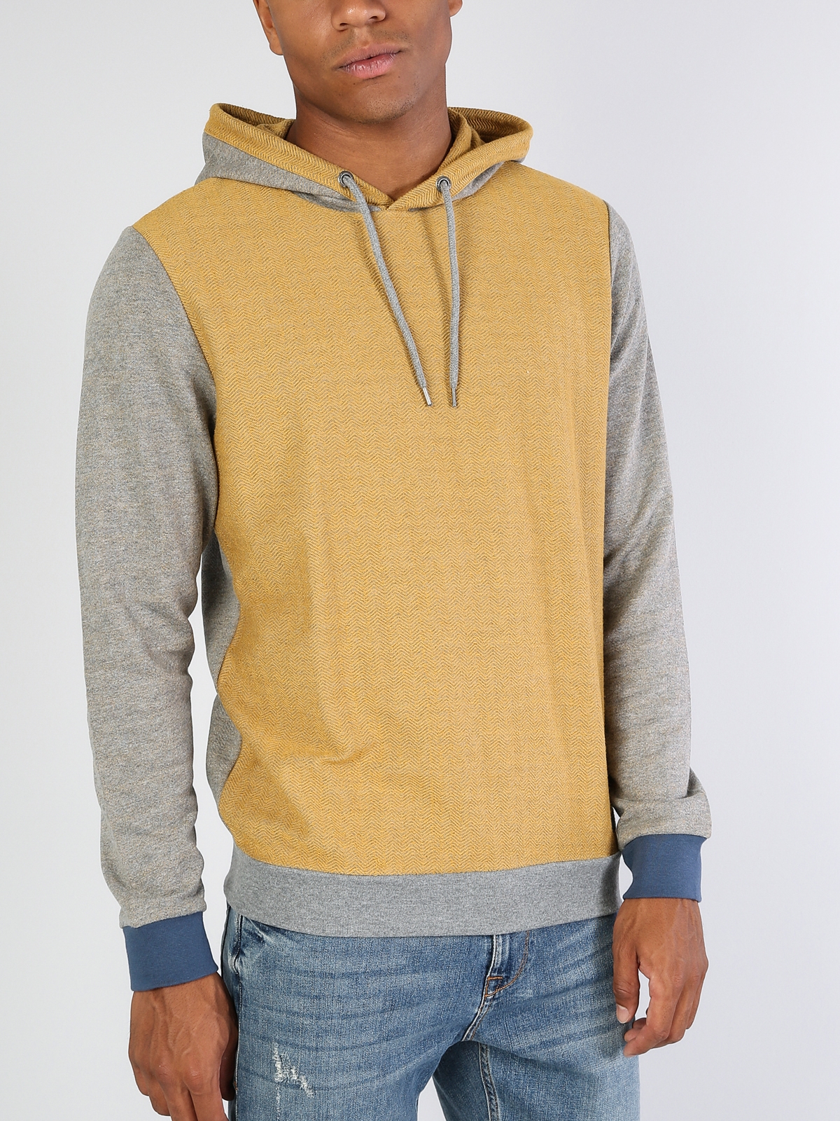 Safran İp Detaylı Kapüşonlu Uzun Kol Sweatshirt