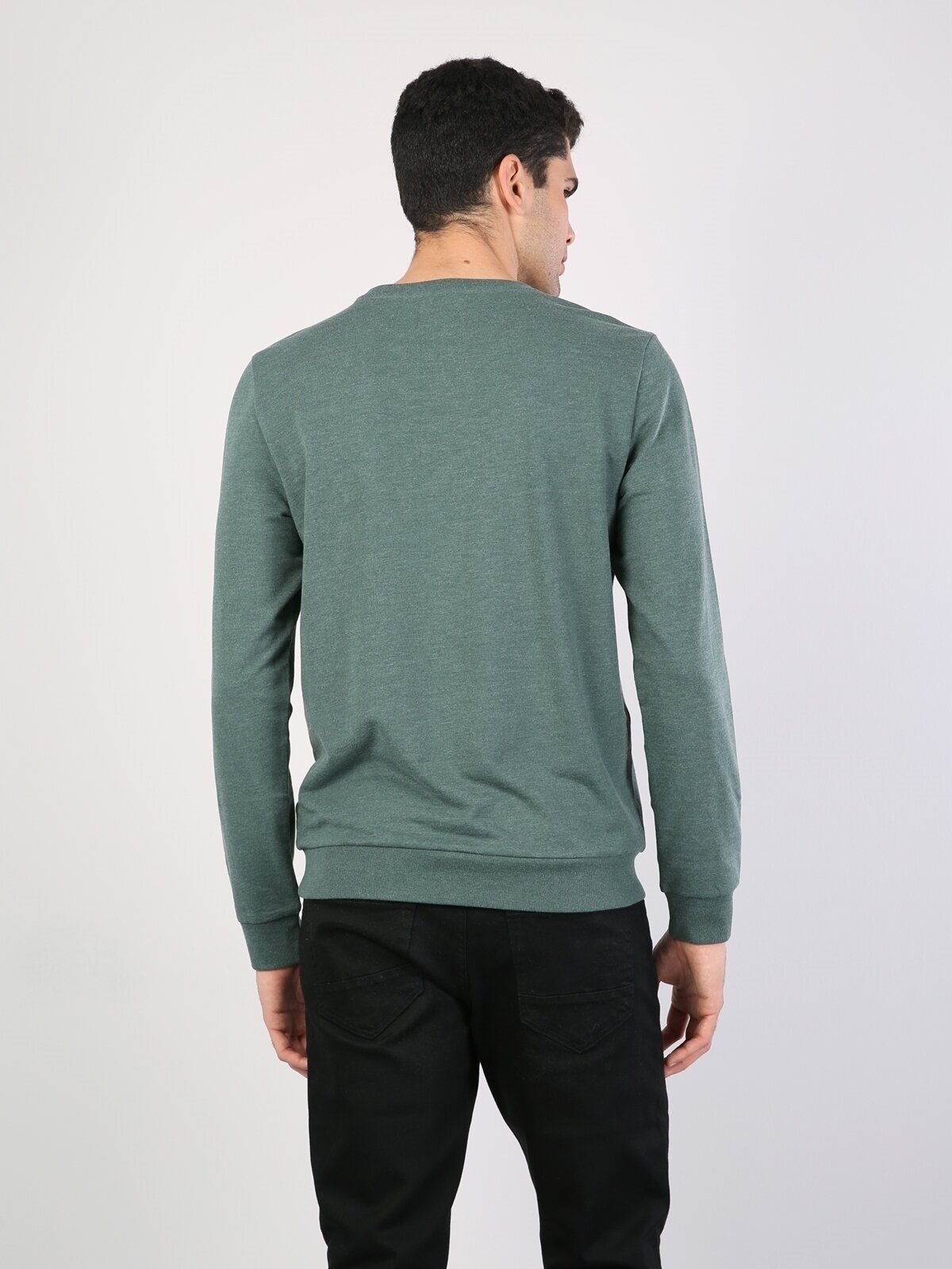 Yeşil Baskılı Uzun Kol Sweatshirt