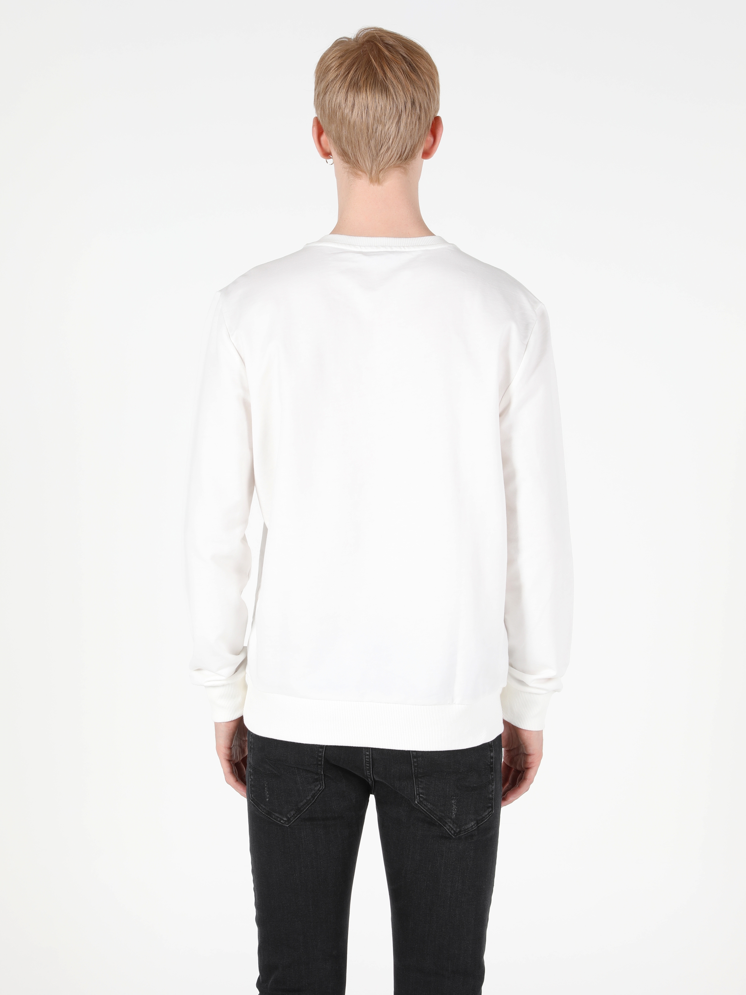 Colins Regular Fit Erkek Beyaz Sweatshirt. 2