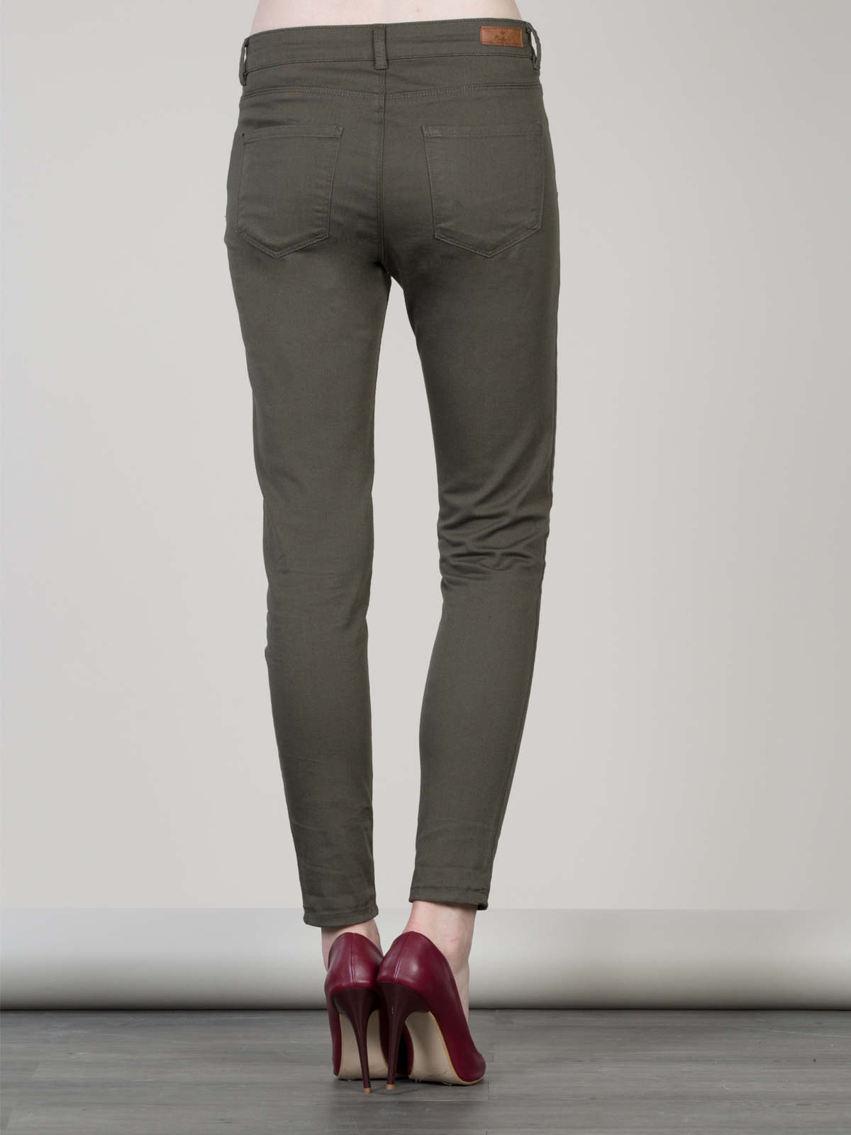 Süper Slim Fit Yüksek Bel Dar Paça Açık Haki Kadın Pantolon Cl1022208