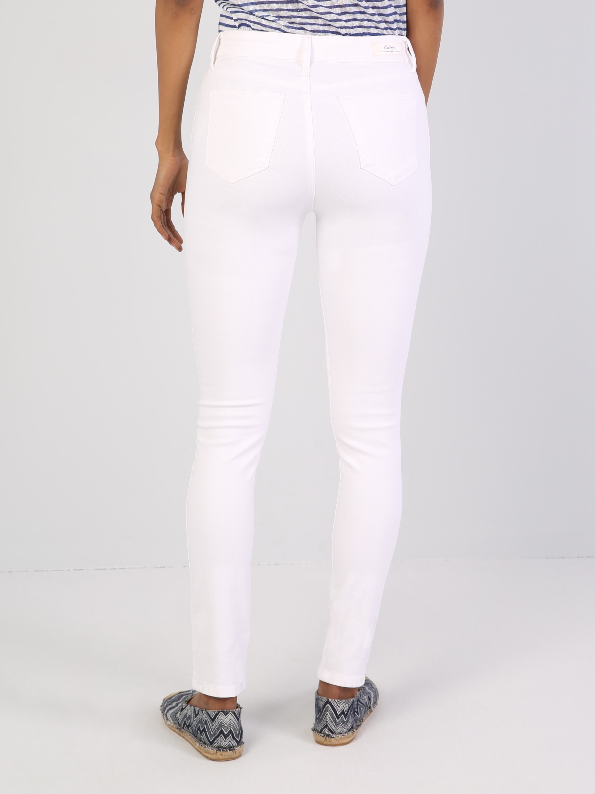Super Slim Fit Kadın Beyaz Pantolon