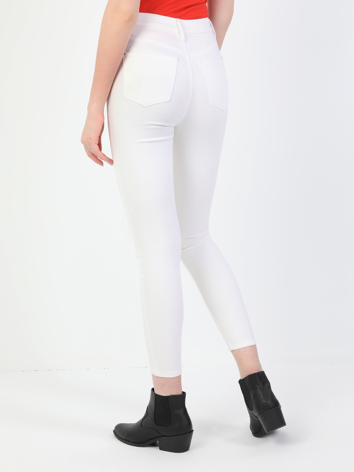 Super Slim Fit Yüksek Bel Skinny Leg Kadın Beyaz Pantolon Cl1047989