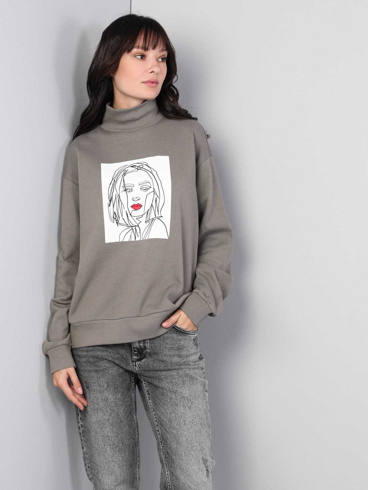  Comfort Fit  Kadın Vizon Sweatshirt