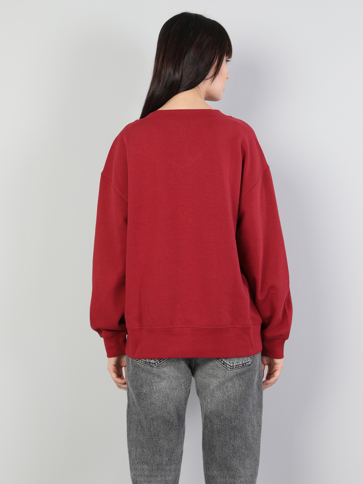  Comfort Fit  Kadın Bordo Sweatshirt