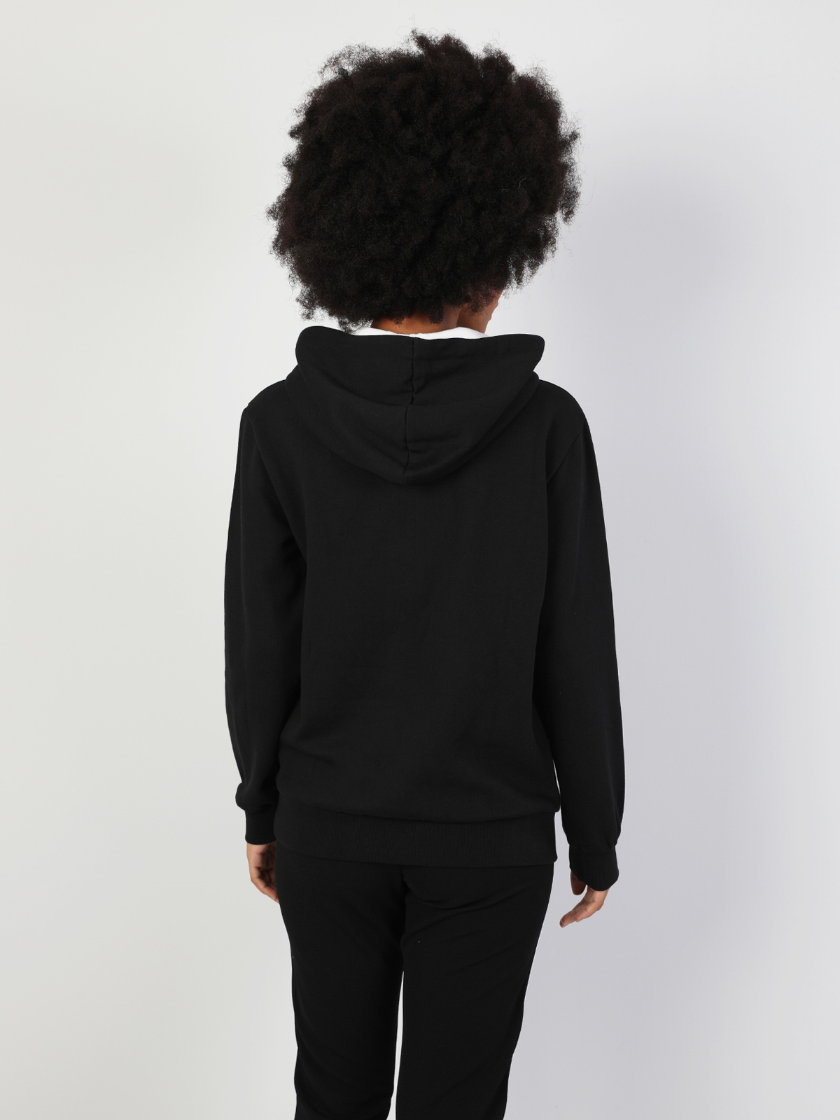 Regular Fit Kadın Baskılı Siyah Sweatshirt