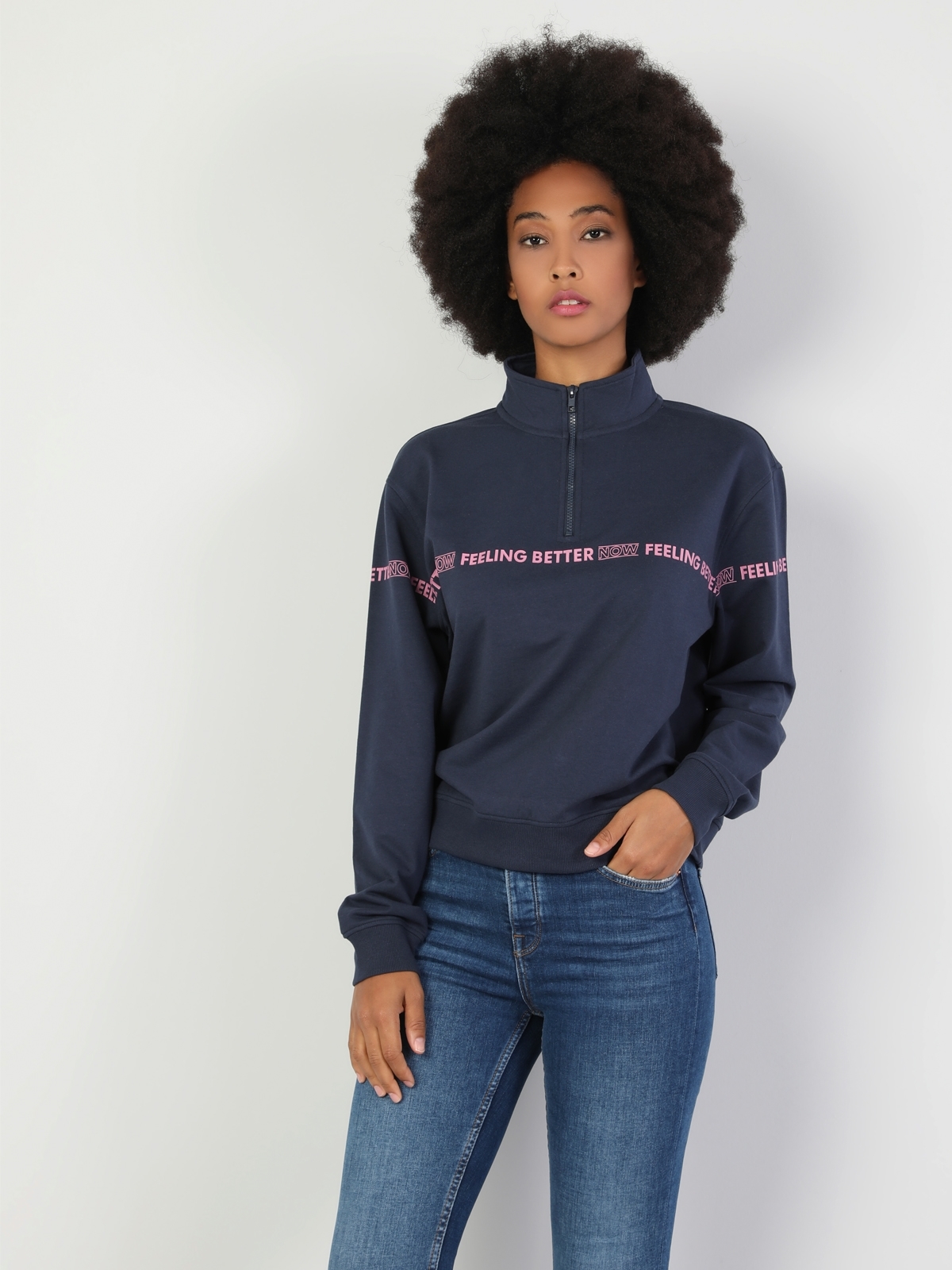 Regular Fit Kadın Lacivert Sweatshirt