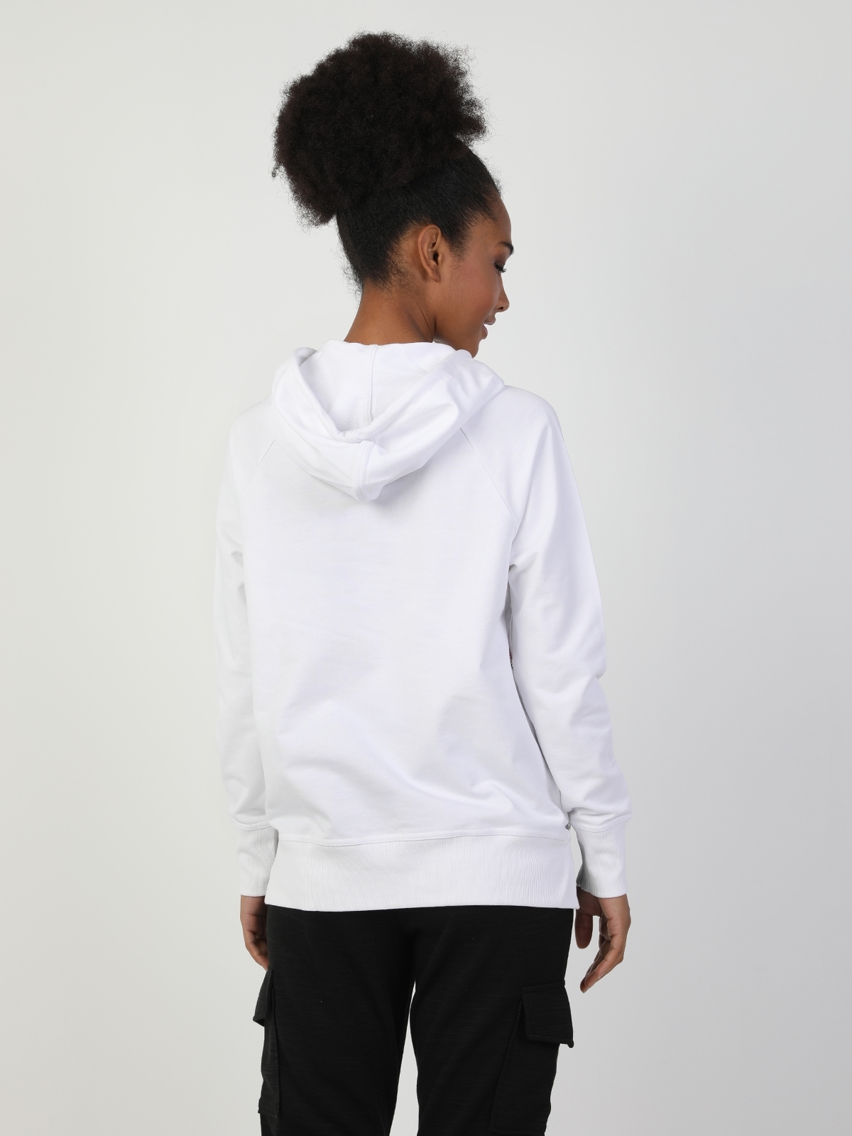Regular Fit Kadın Baskılı Fermuar Detaylı Beyaz Sweatshirt