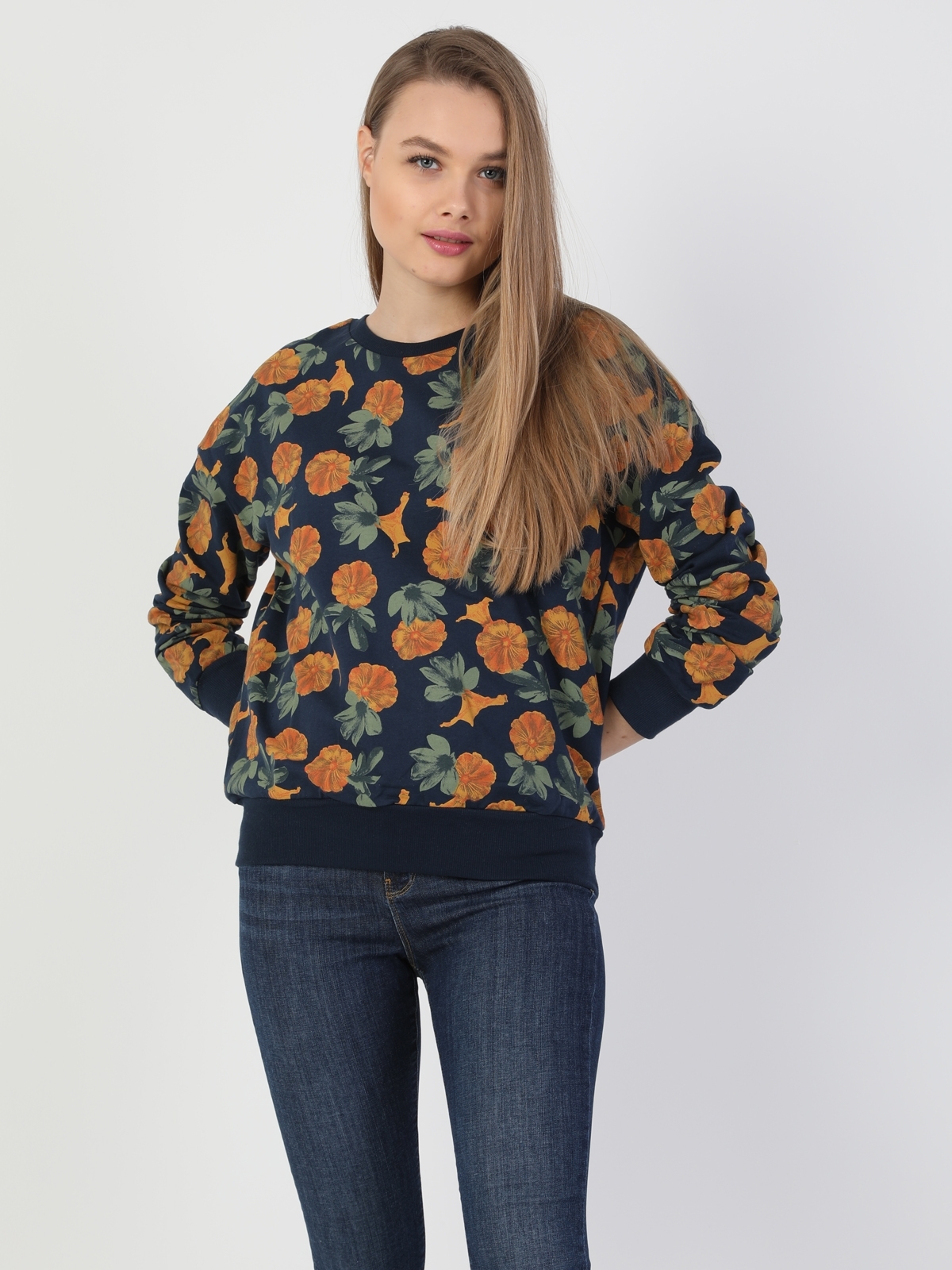 Regular Fit Kadın Lacivert Sweatshirt