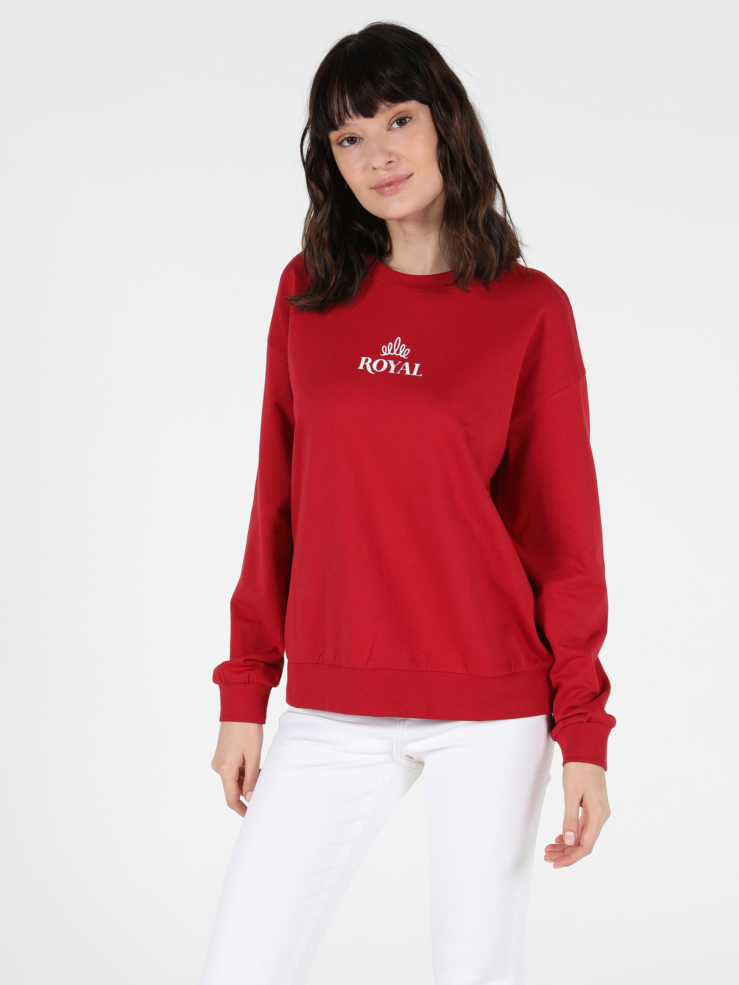 Colins Regular Fit Kırmızı Kadın Sweatshirt. 4