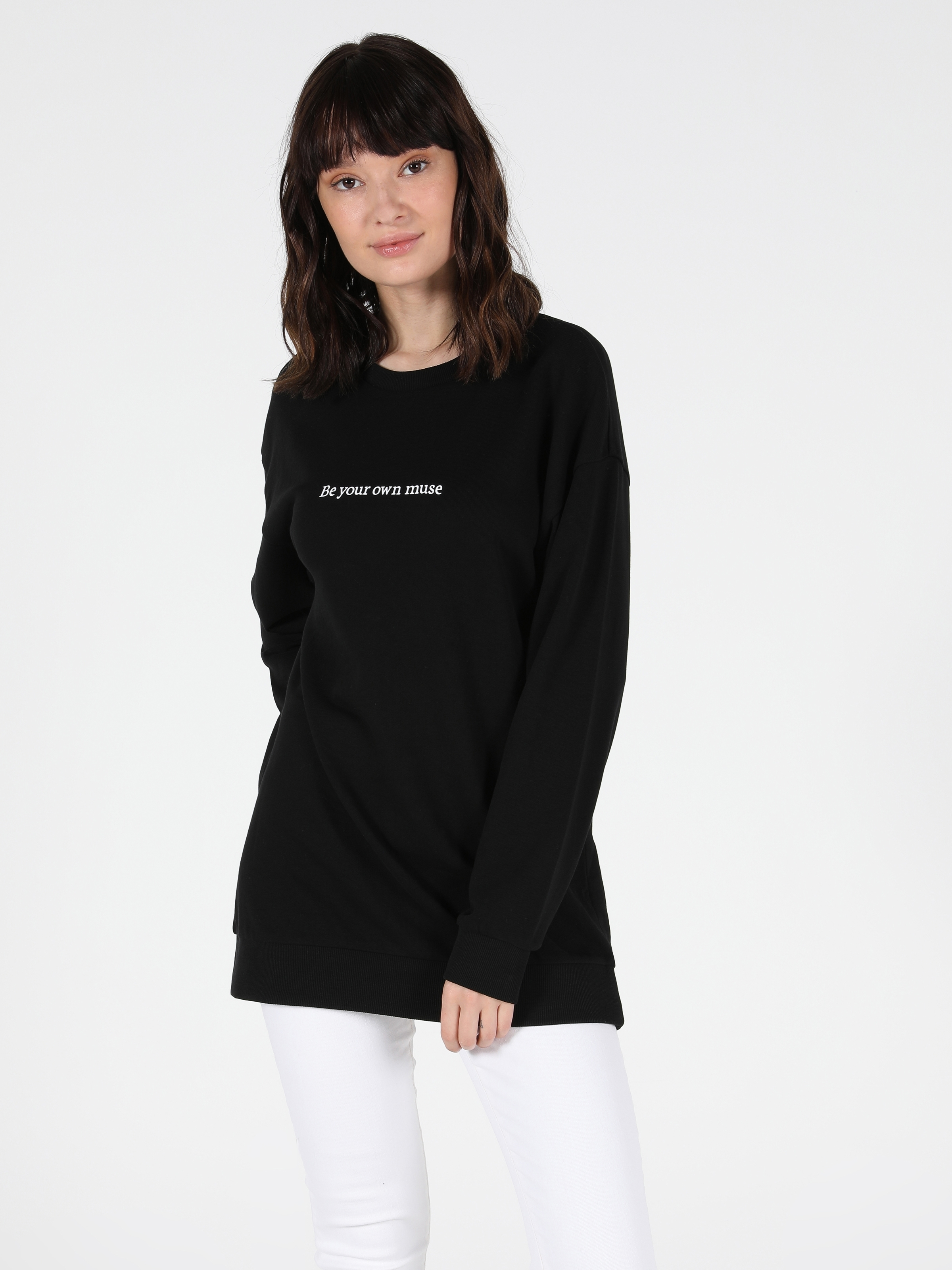  Regular Fit  Kadın Siyah Sweatshirt