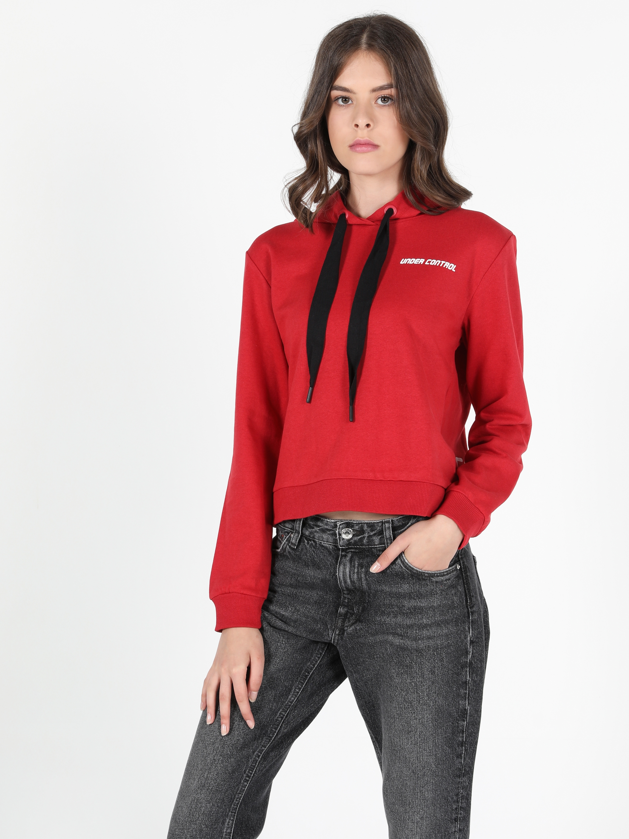 Colins Regular Fit Kadın Kırmızı Sweatshirt. 3