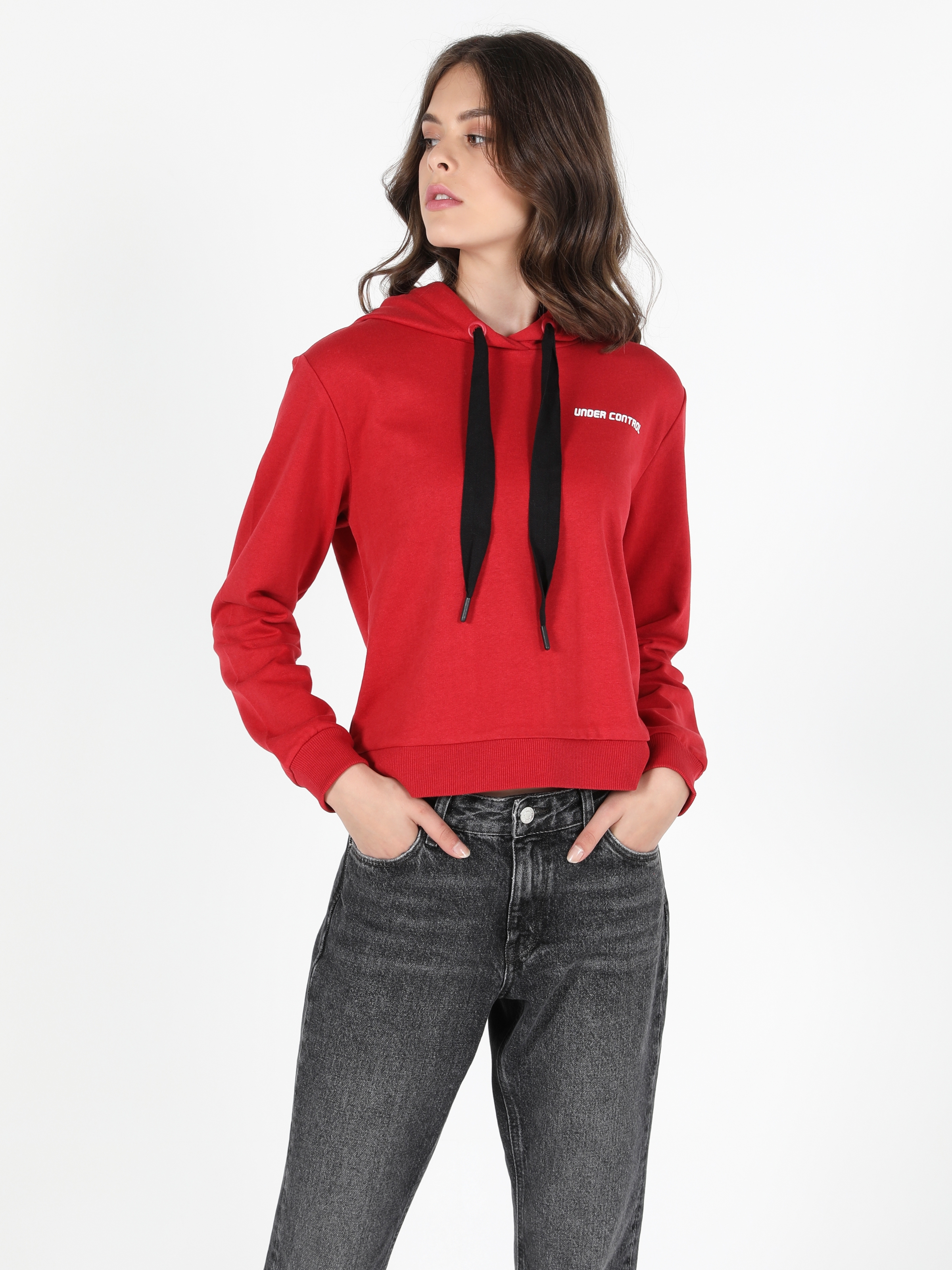 Colins Regular Fit Kadın Kırmızı Sweatshirt. 4