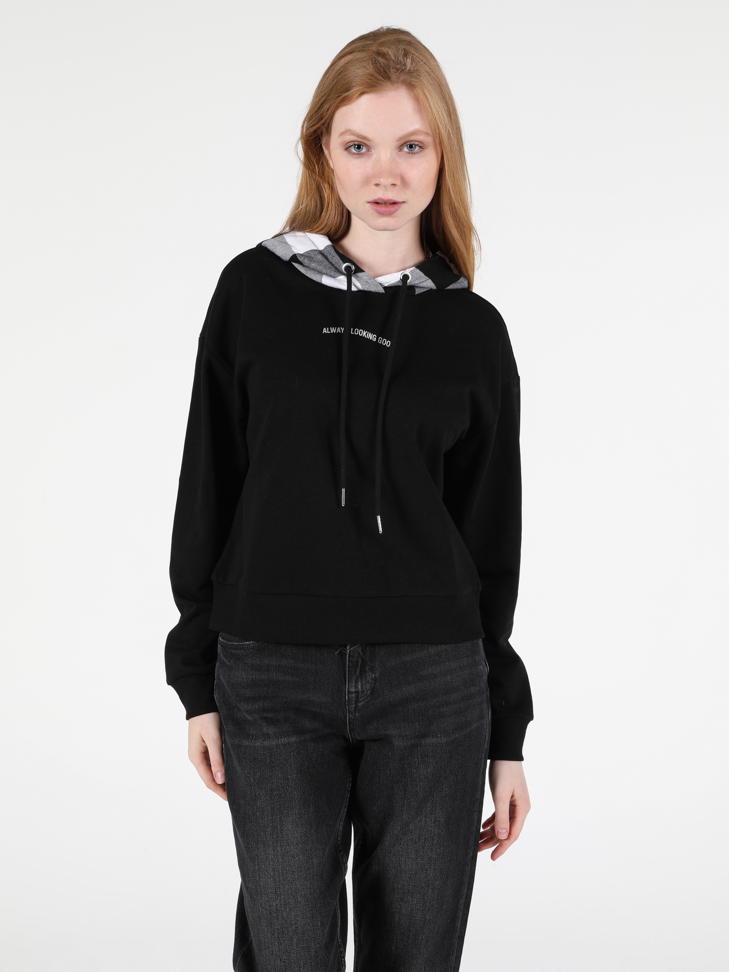 Colins Regular Fit Kadın Siyah Sweatshirt. 3