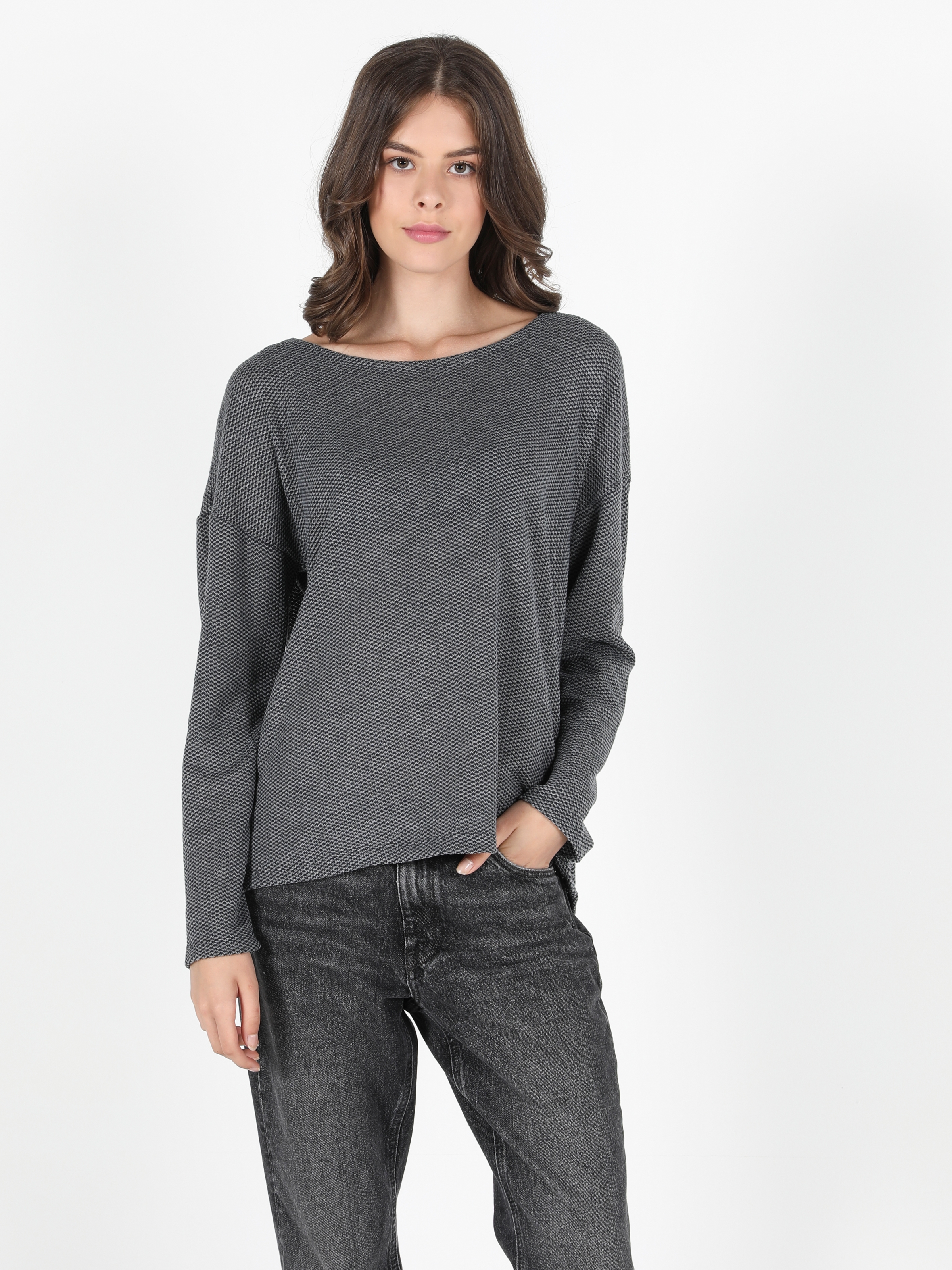 Colins Anthracıte Woman Long Sleeve Tshirt. 1