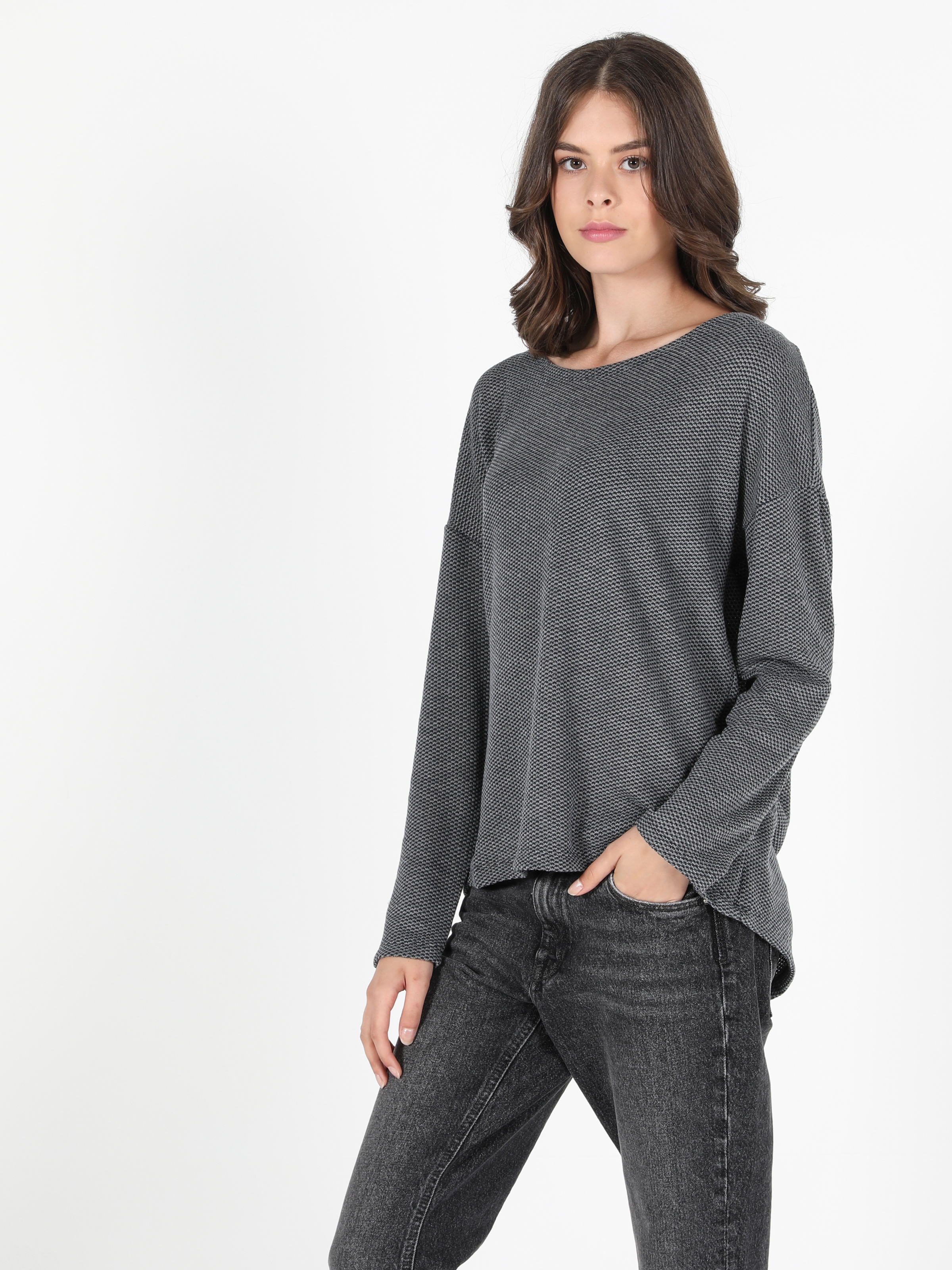 Colins Anthracıte Woman Long Sleeve Tshirt. 3