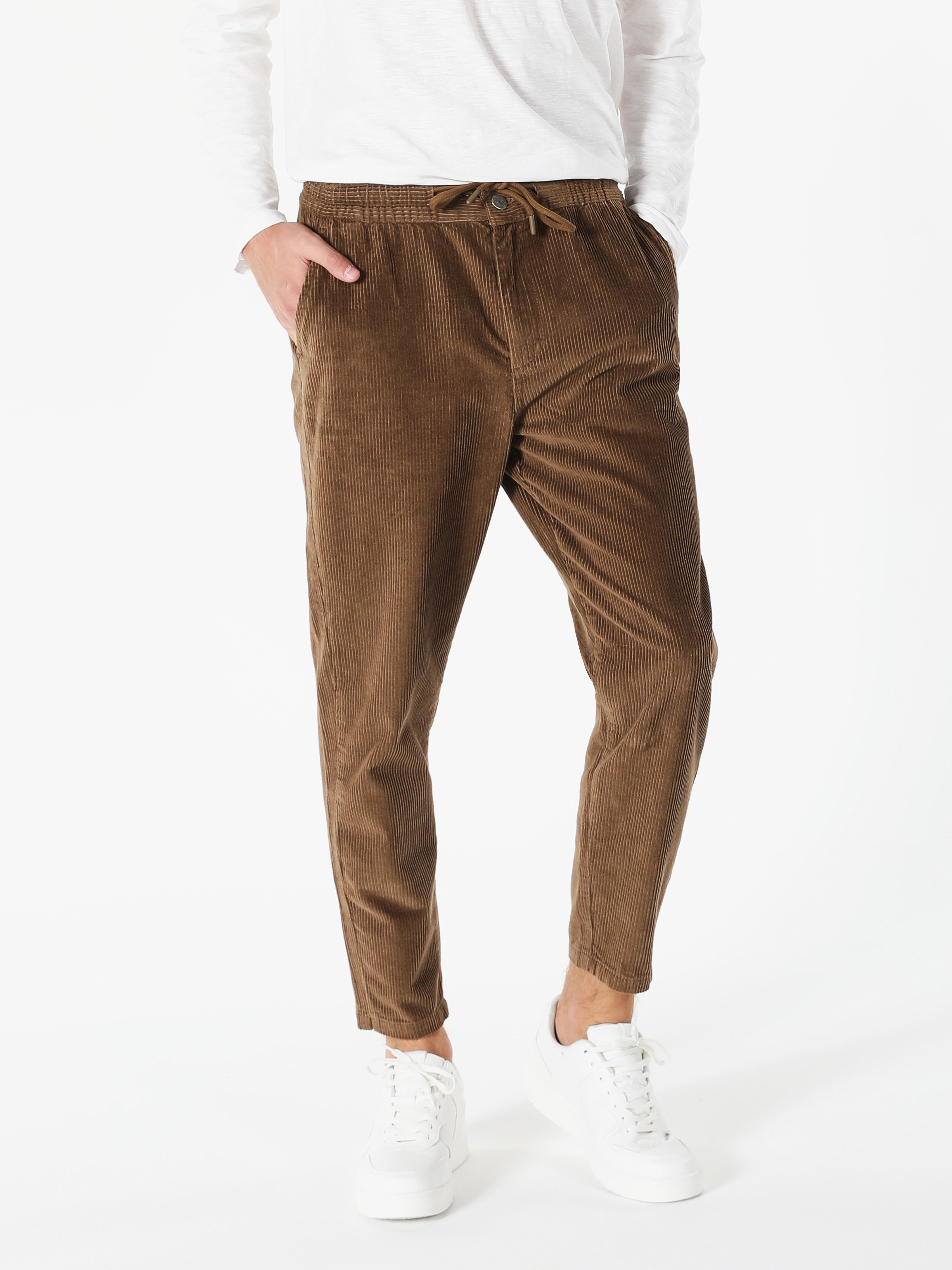 Orta Bel Normal Kesim Düz Paça Kahverengi Erkek Pantolon Cl1061148