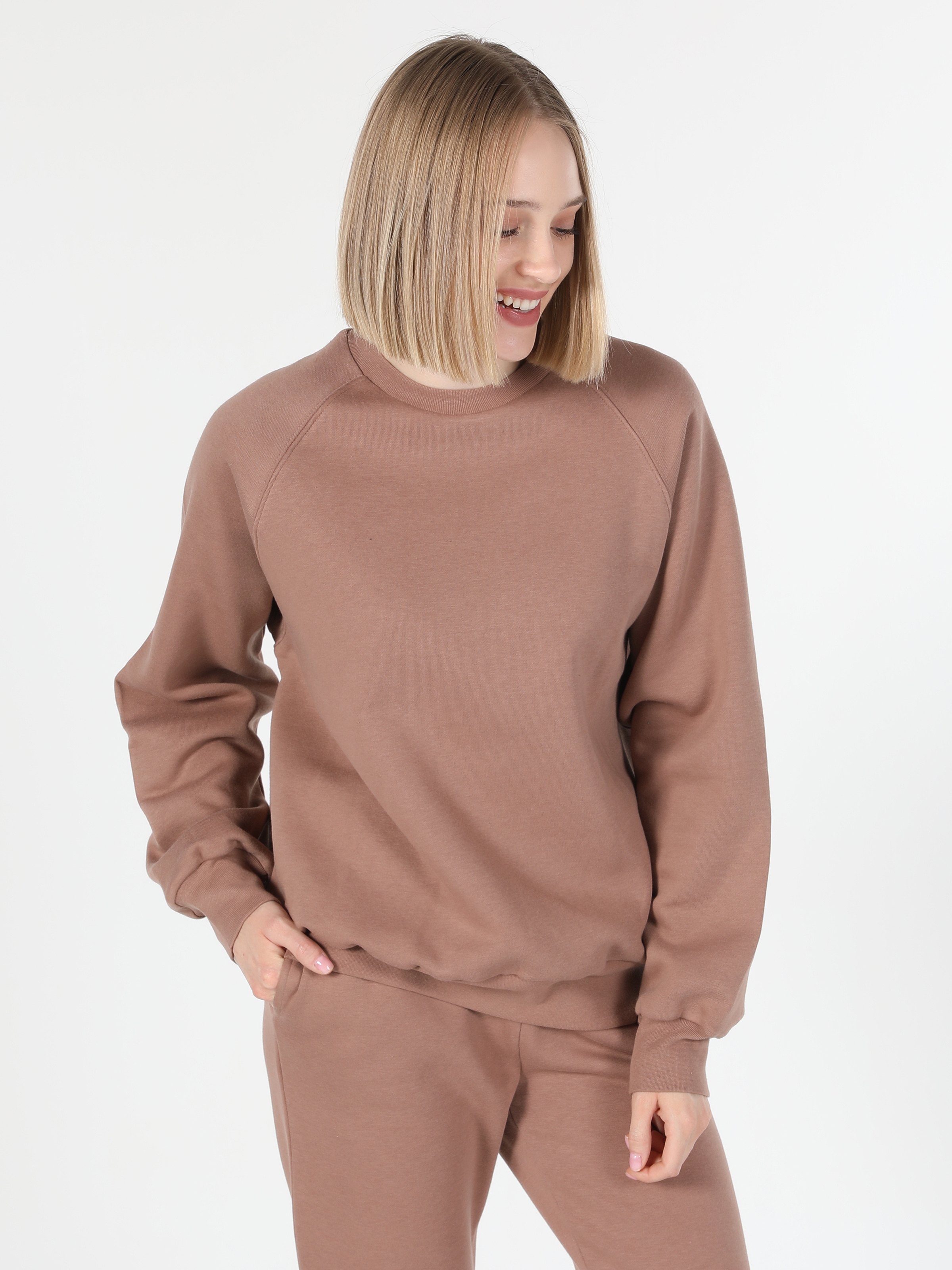 Comfort Fit Kahverengi Kadın Sweatshirt