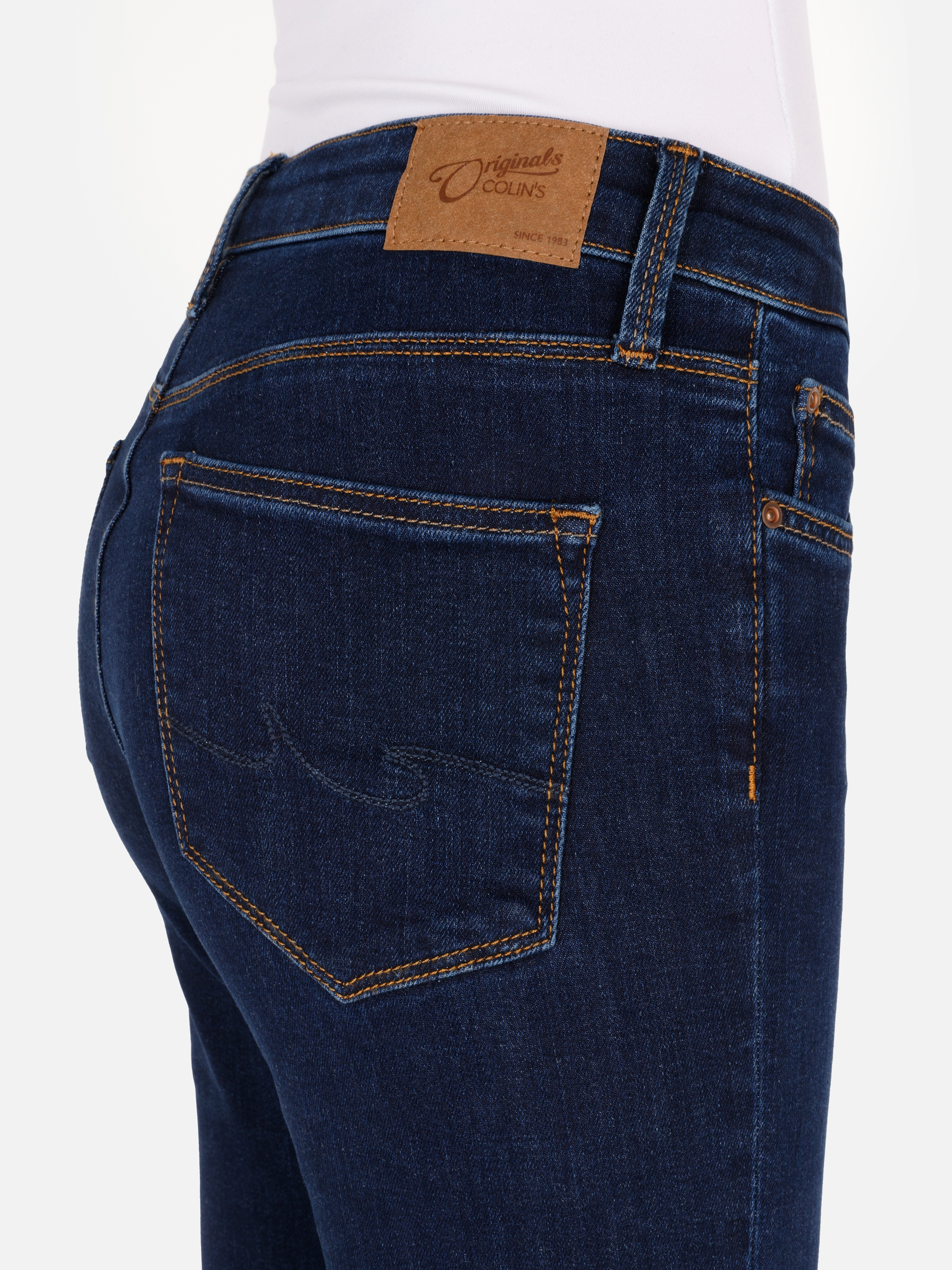 759 Lara Super Slim Fit Orta Bel Dar Paça Kadın Koyu Mavi Jean Pantolon Cl1048737