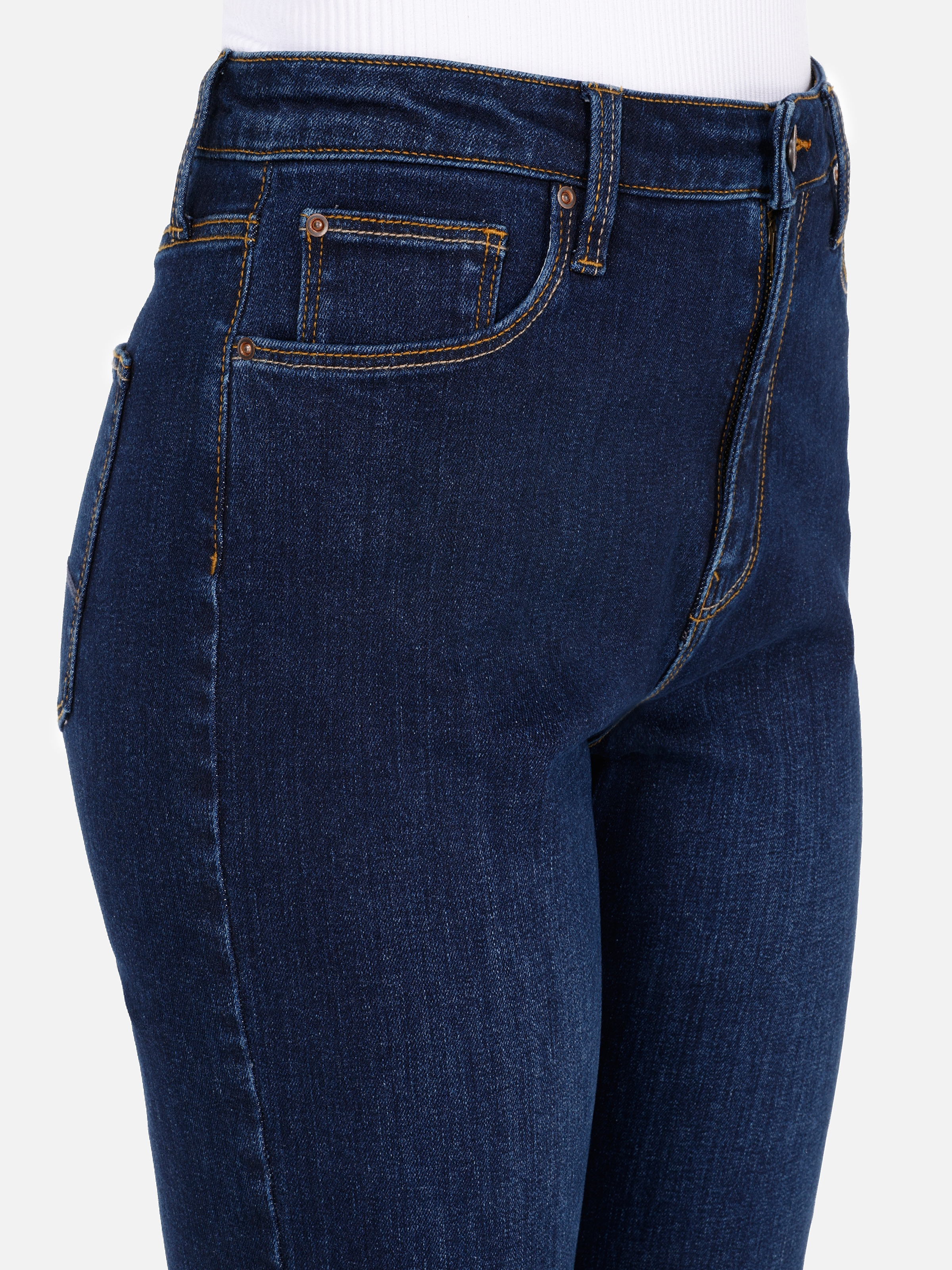 791 Monıca Regular Fit Orta Bel Bootcut Kadın Koyu Mavi Jean Pantolon Cl1071326