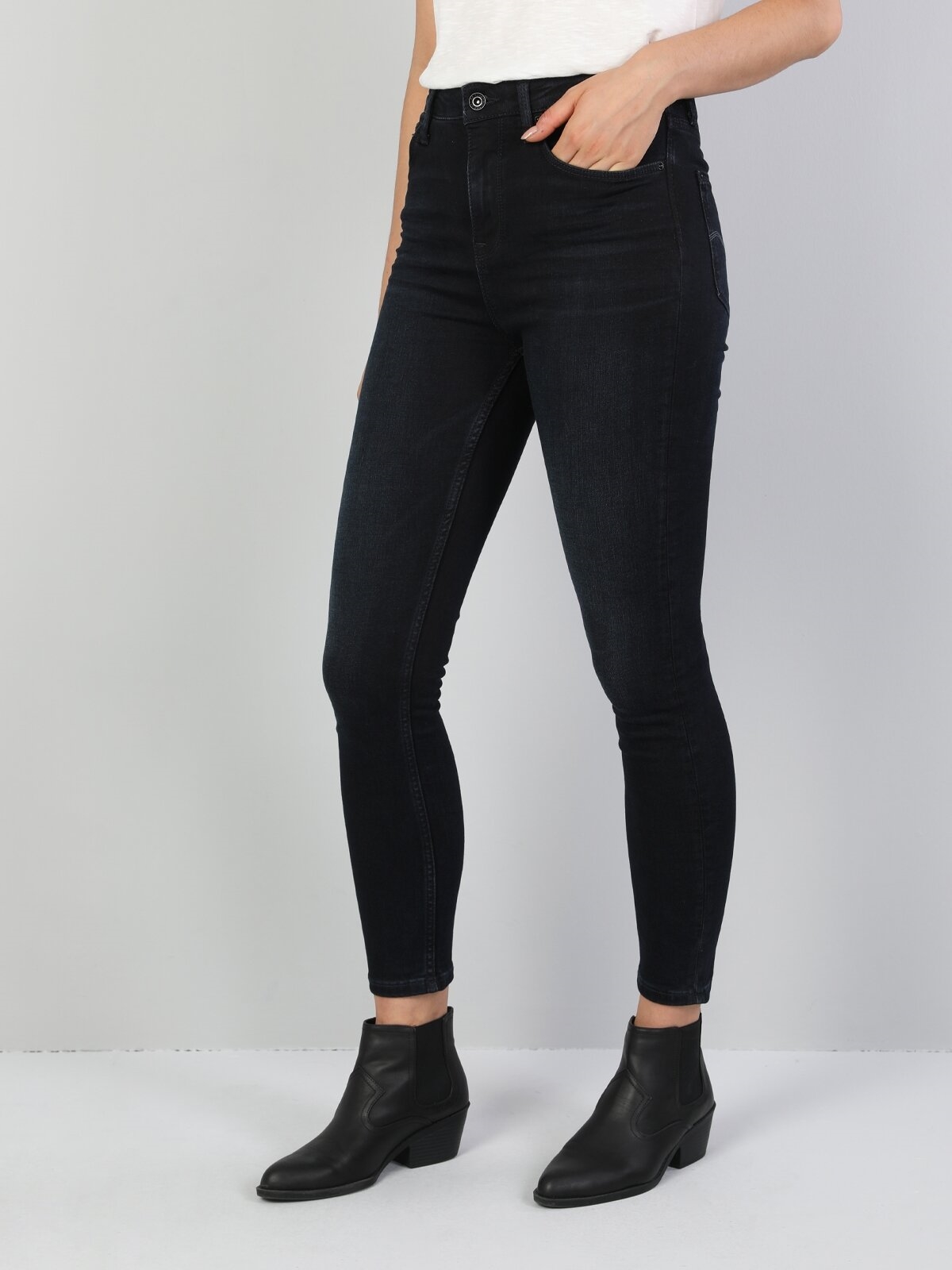 760 Dıana Yüksek Bel Dar Paça Super Slim Fit Koyu Mavi Kadın Jean Pantolon