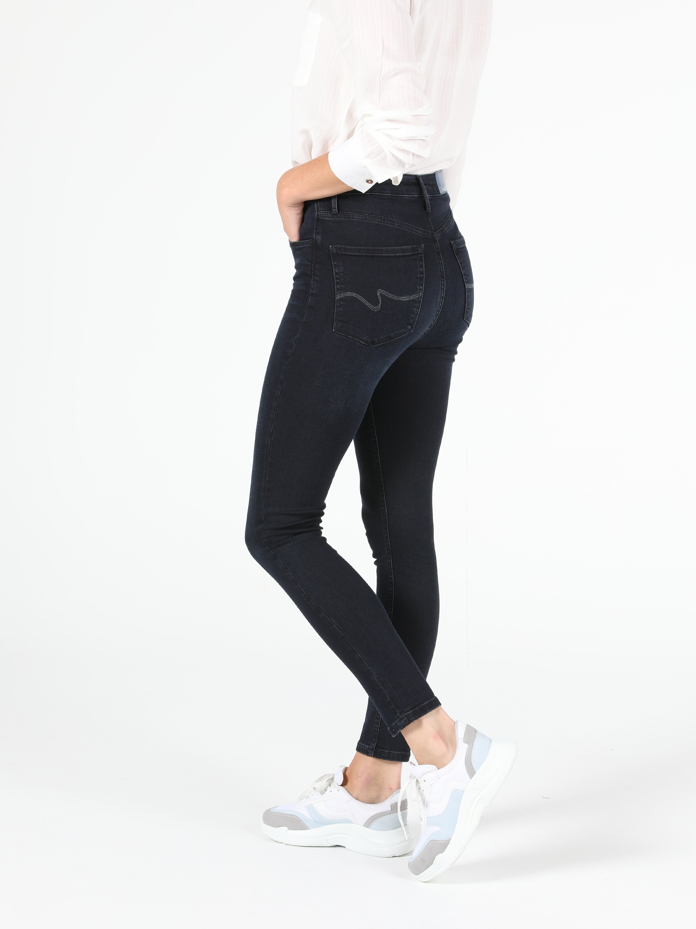 760 Dıana Yüksek Bel Dar Paça Super Slim Fit Koyu Mavi Kadın Jean Pantolon Cl1052001