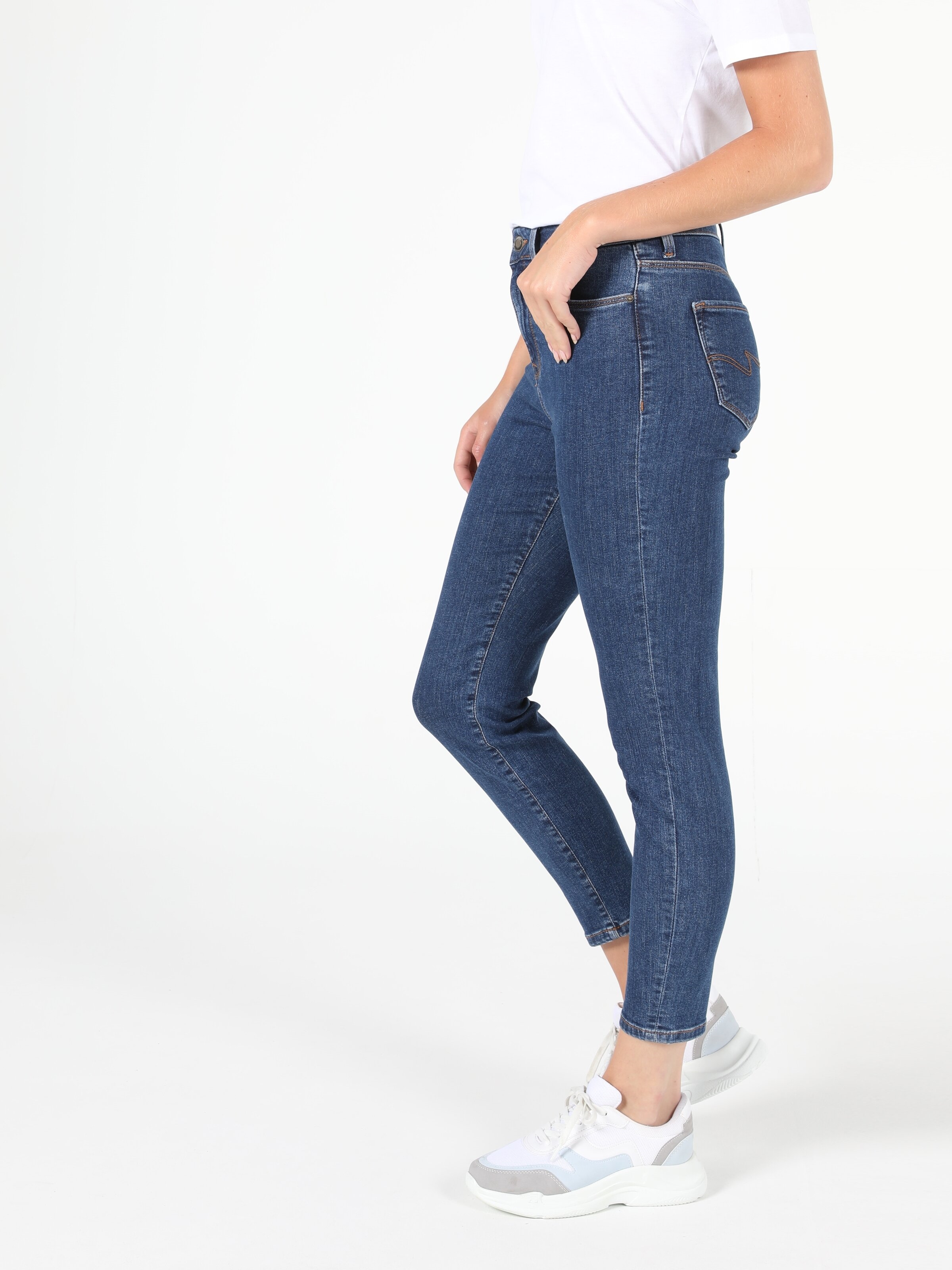 760 Dıana Yüksek Bel Dar Paça Super Slim Fit Koyu Mavi Kadın Jean Pantolon Cl1046126