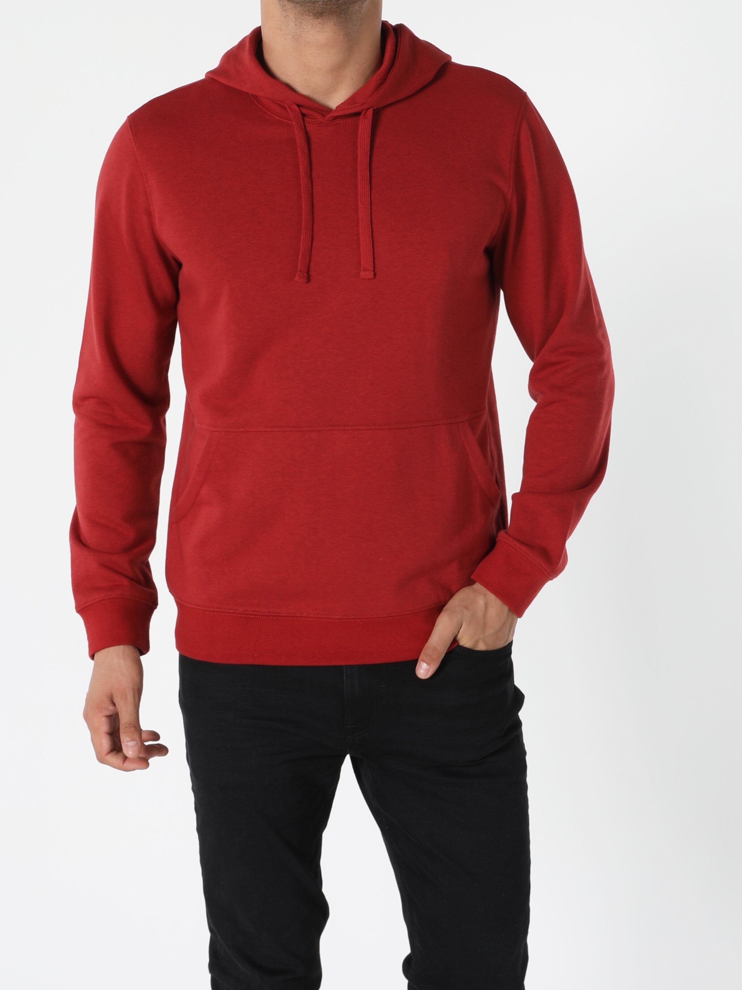 Colins Regular Fit Kapüşonlu Kırmızı Erkek Sweatshirt. 1
