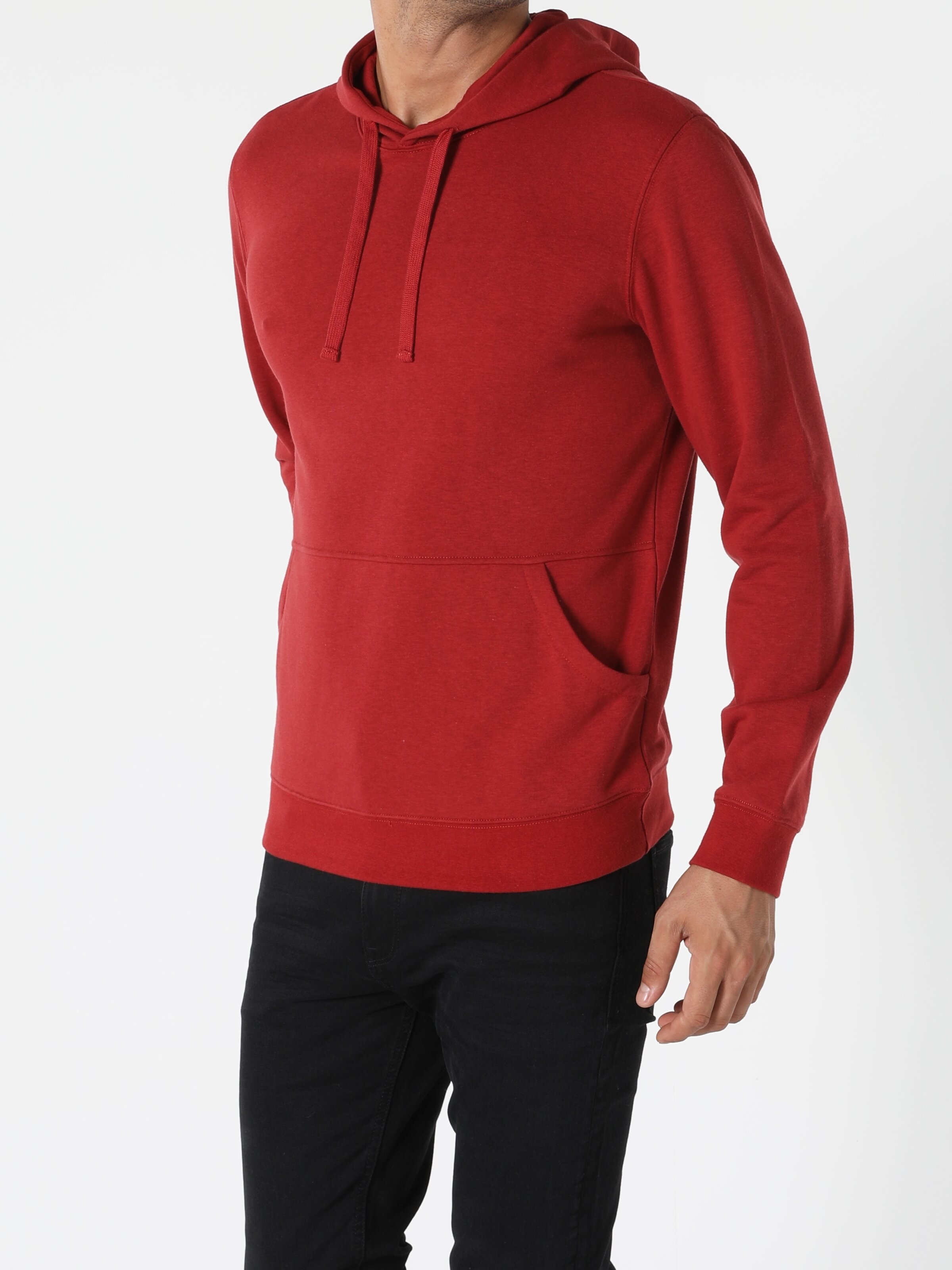 Colins Regular Fit Kapüşonlu Kırmızı Erkek Sweatshirt. 3