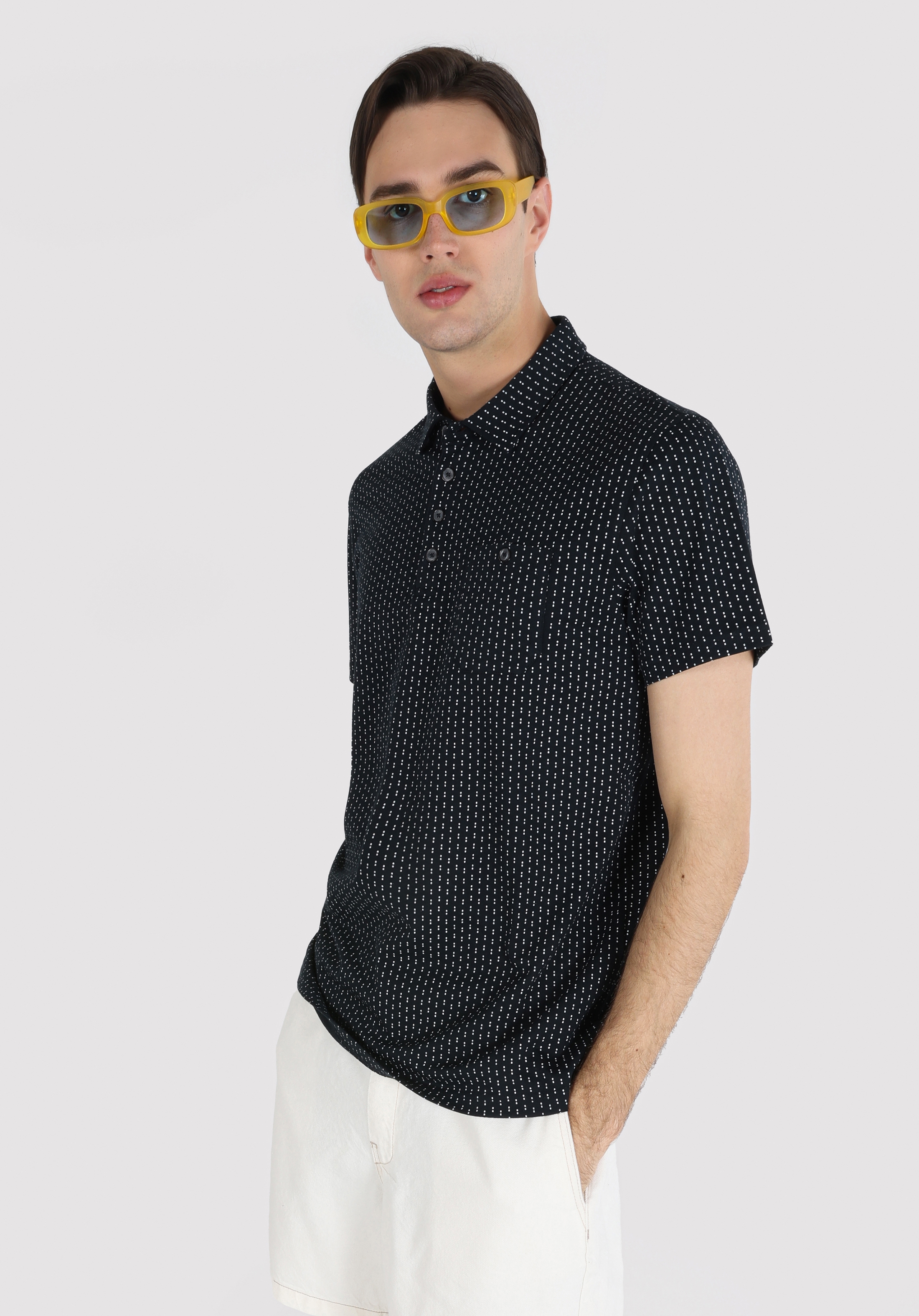 Regular Fit Polo Yaka  Erkek Lacivert Kısa Kol Tişört Cl1064280