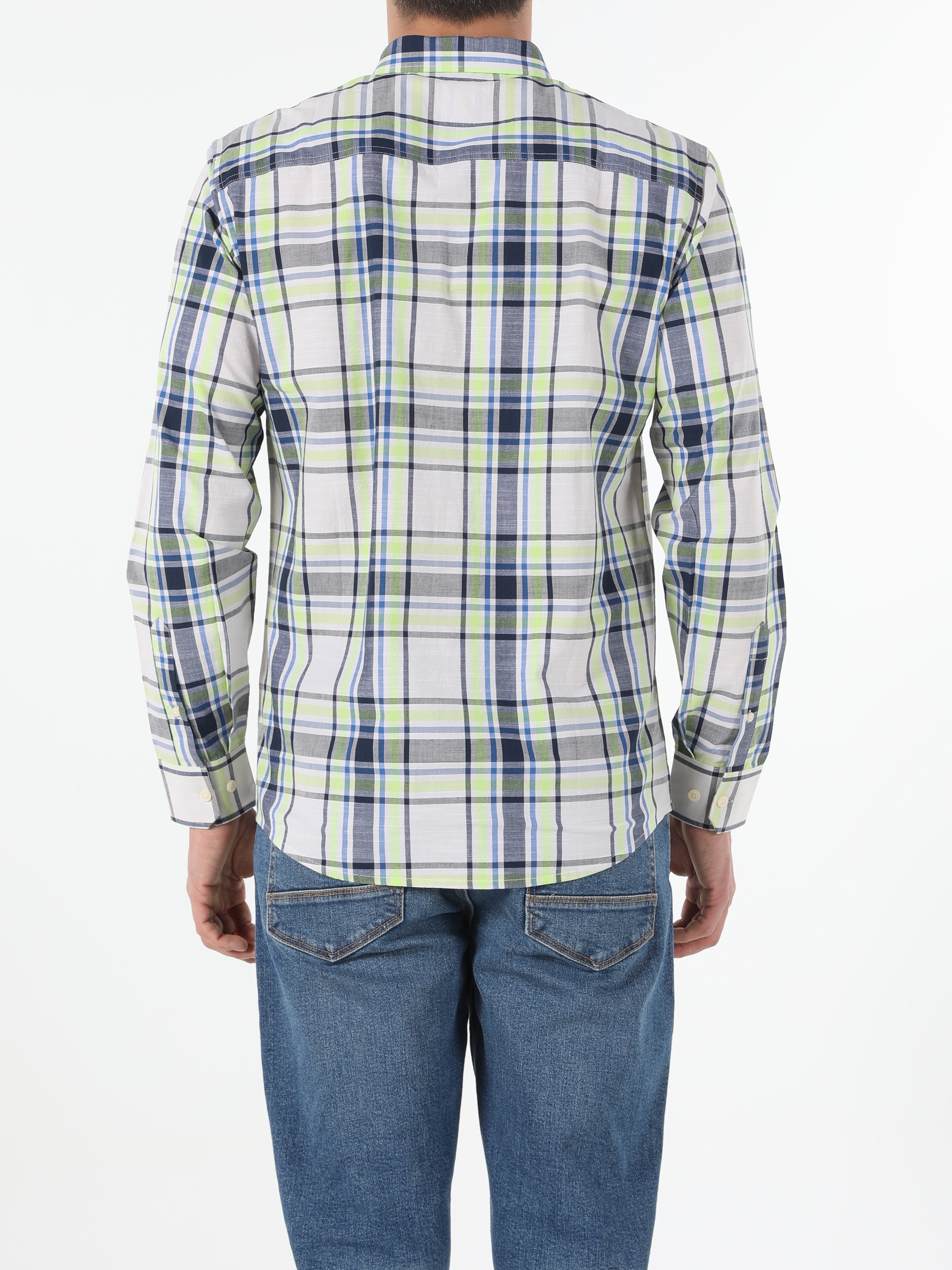 Colins Lacivert Regular Fit Shirt Neck Erkek Uzun Kol Gömlek. 2