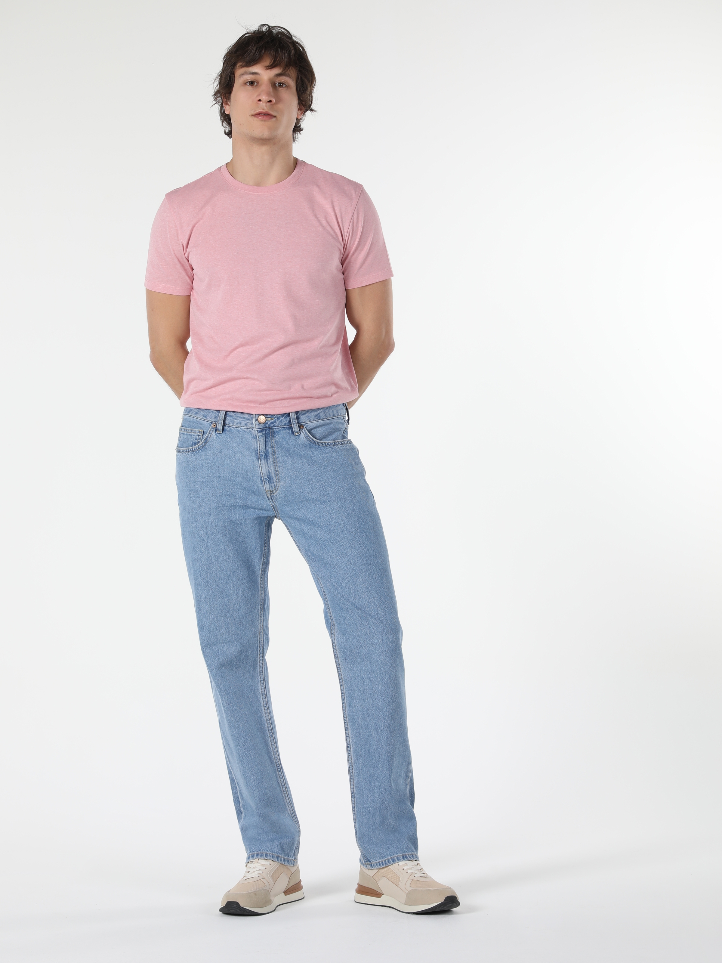 045 Davıd Orta Bel Normal Kesim Düz Paça Mavi Erkek Pantolon