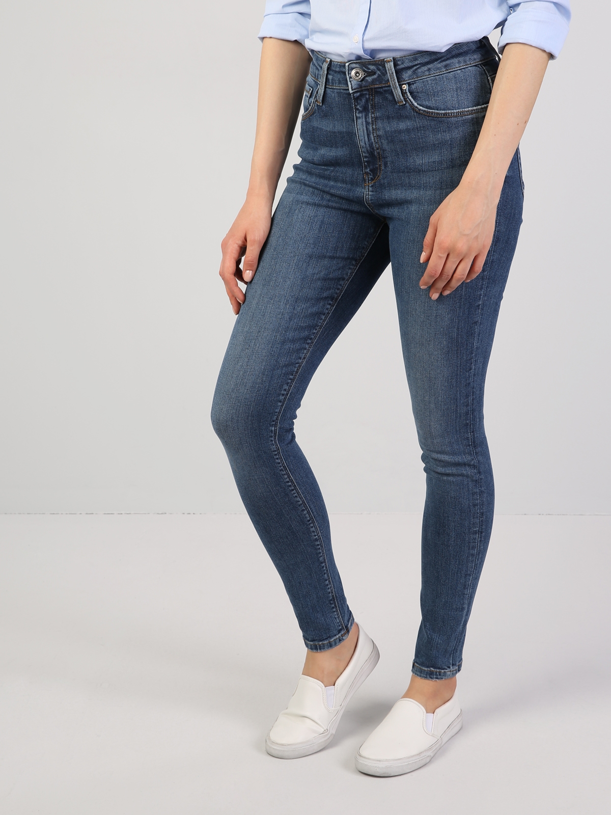 Super Slim Fit Dar Paça Yüksek Bel 760 Dıana Mavi Kadın Pantolon