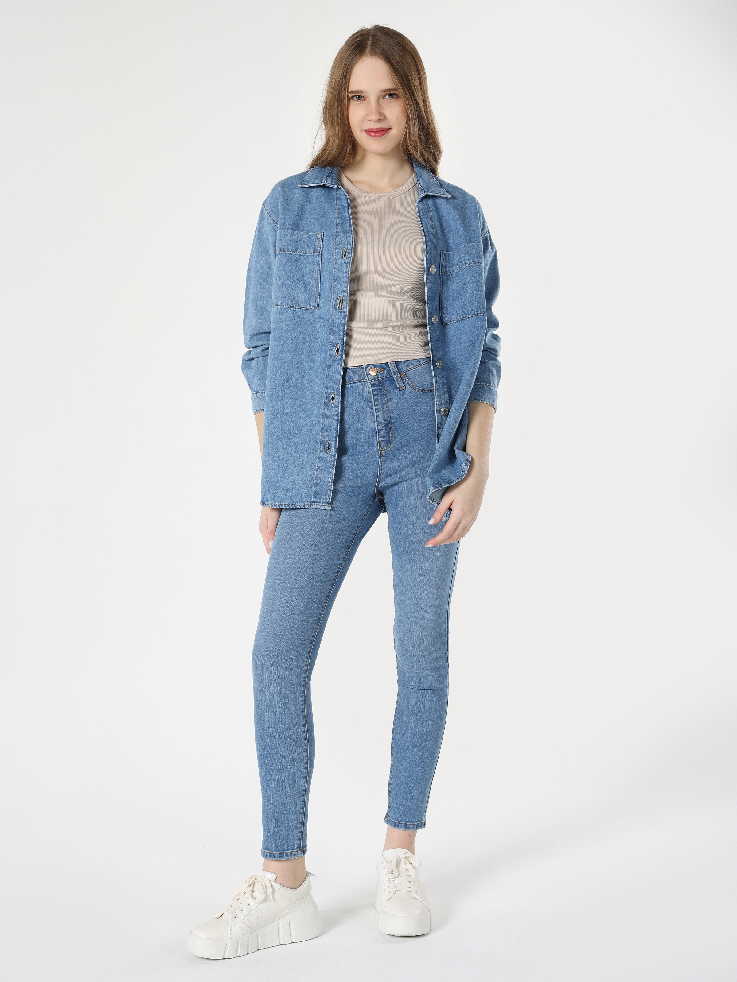 760 Dıana Skinny Fit Yüksel Bel Süper Dar Paça Kadın Mavi Jean Pantolon Cl1048828