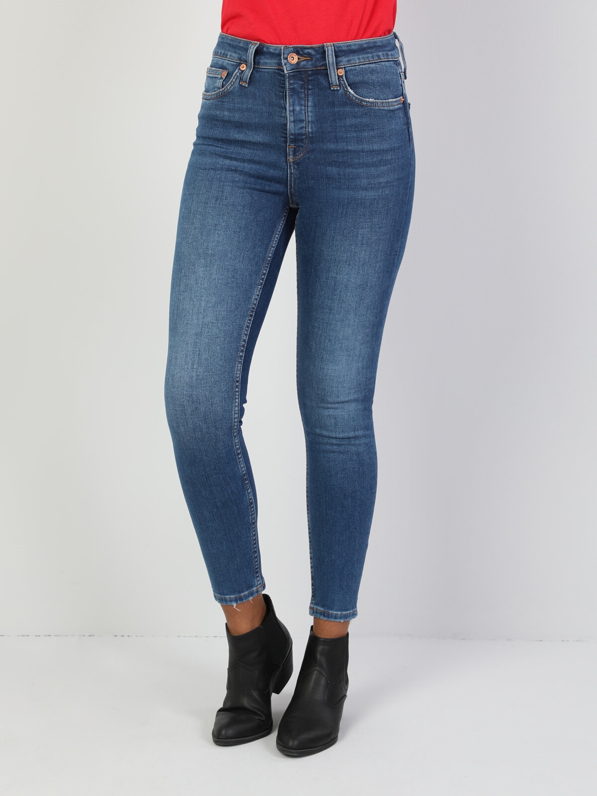 760 Dıana Yüksek Bel Dar Paça Super Slim Fit Mavi Kadın Jean Pantolon Cl1048750