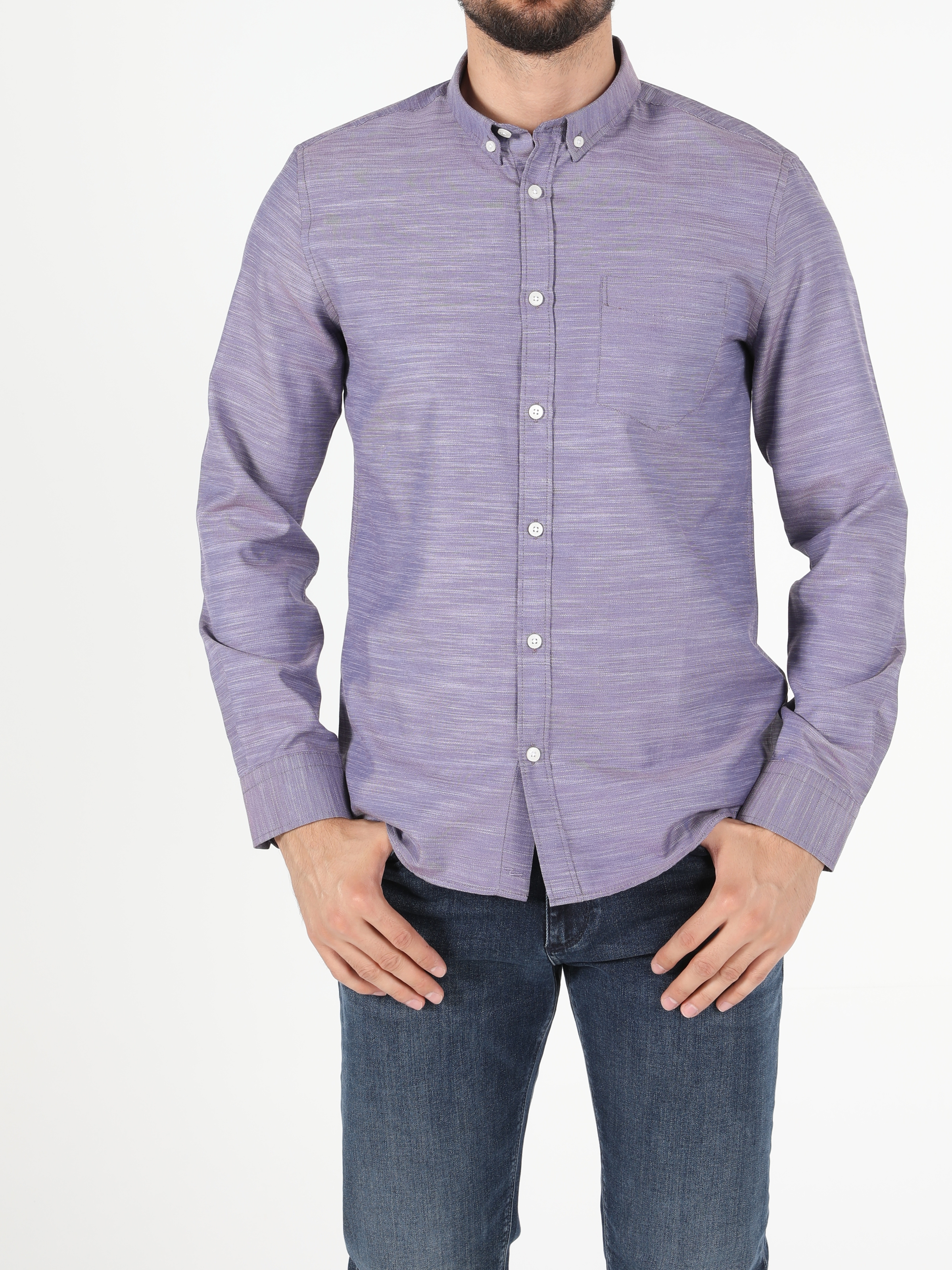 Colins Purple Men Long Sleeve Shirt. 1