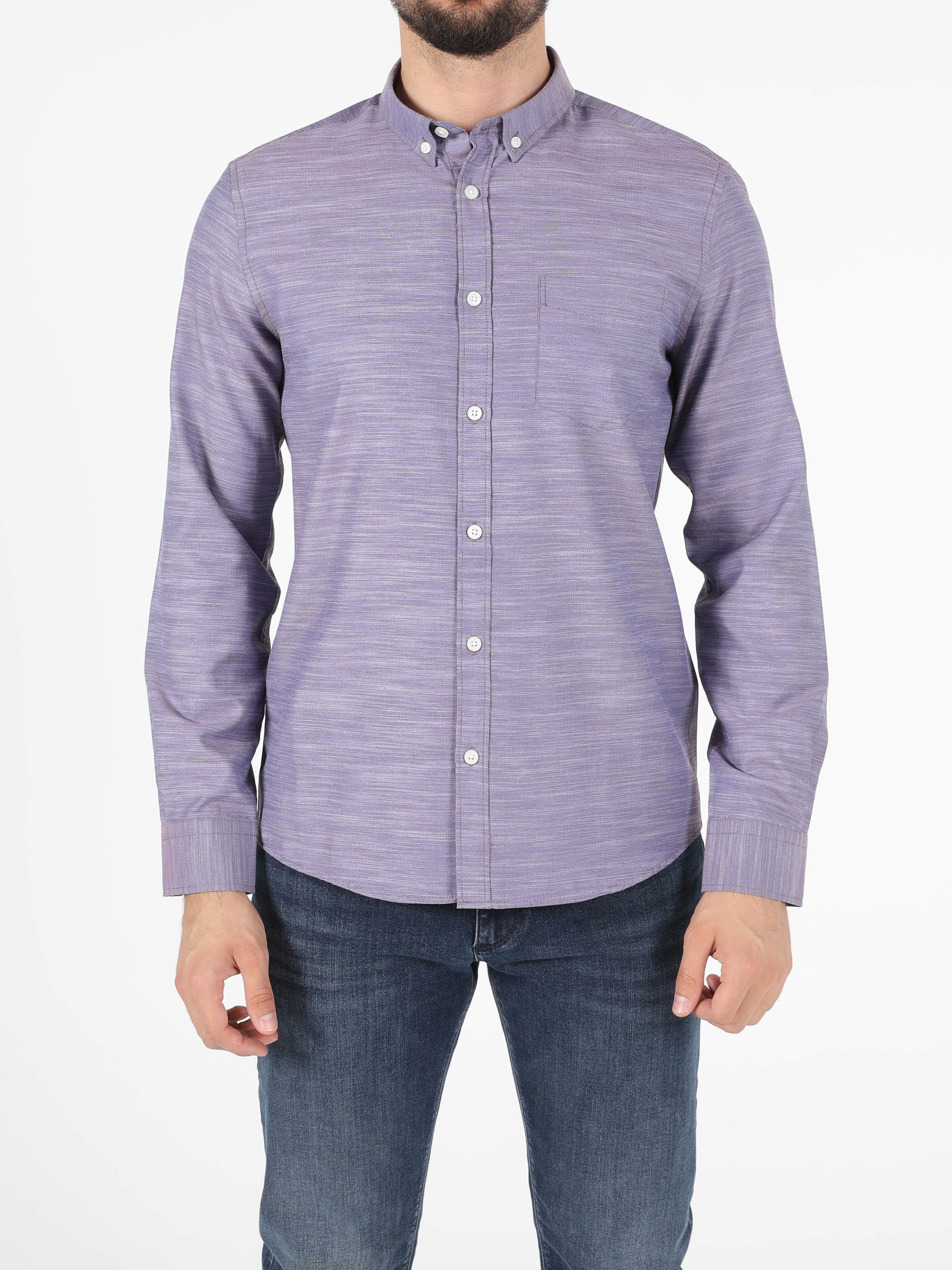 Colins Purple Men Long Sleeve Shirt. 3