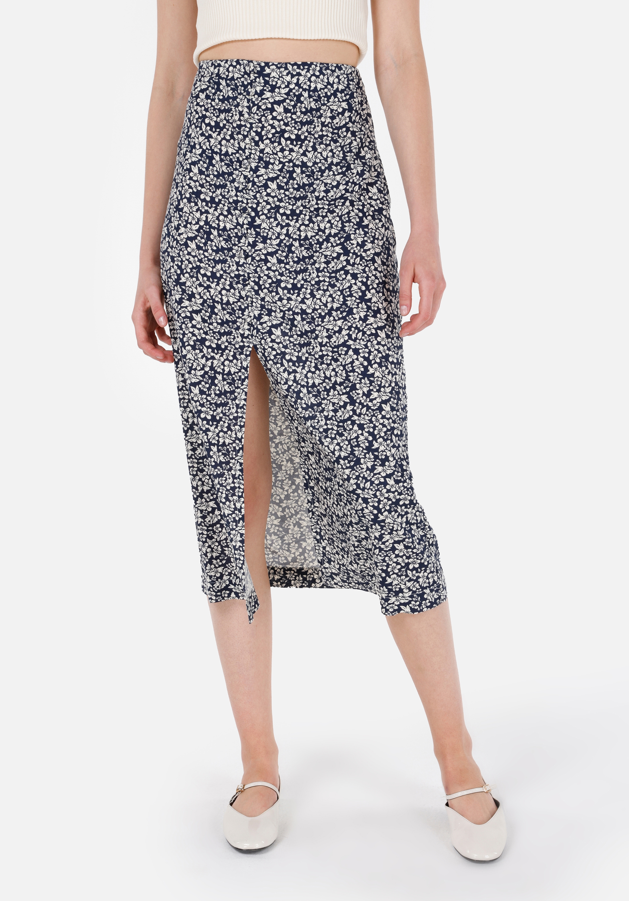 Midi Skirt   Kadın Lacivert Etek Cl1068922