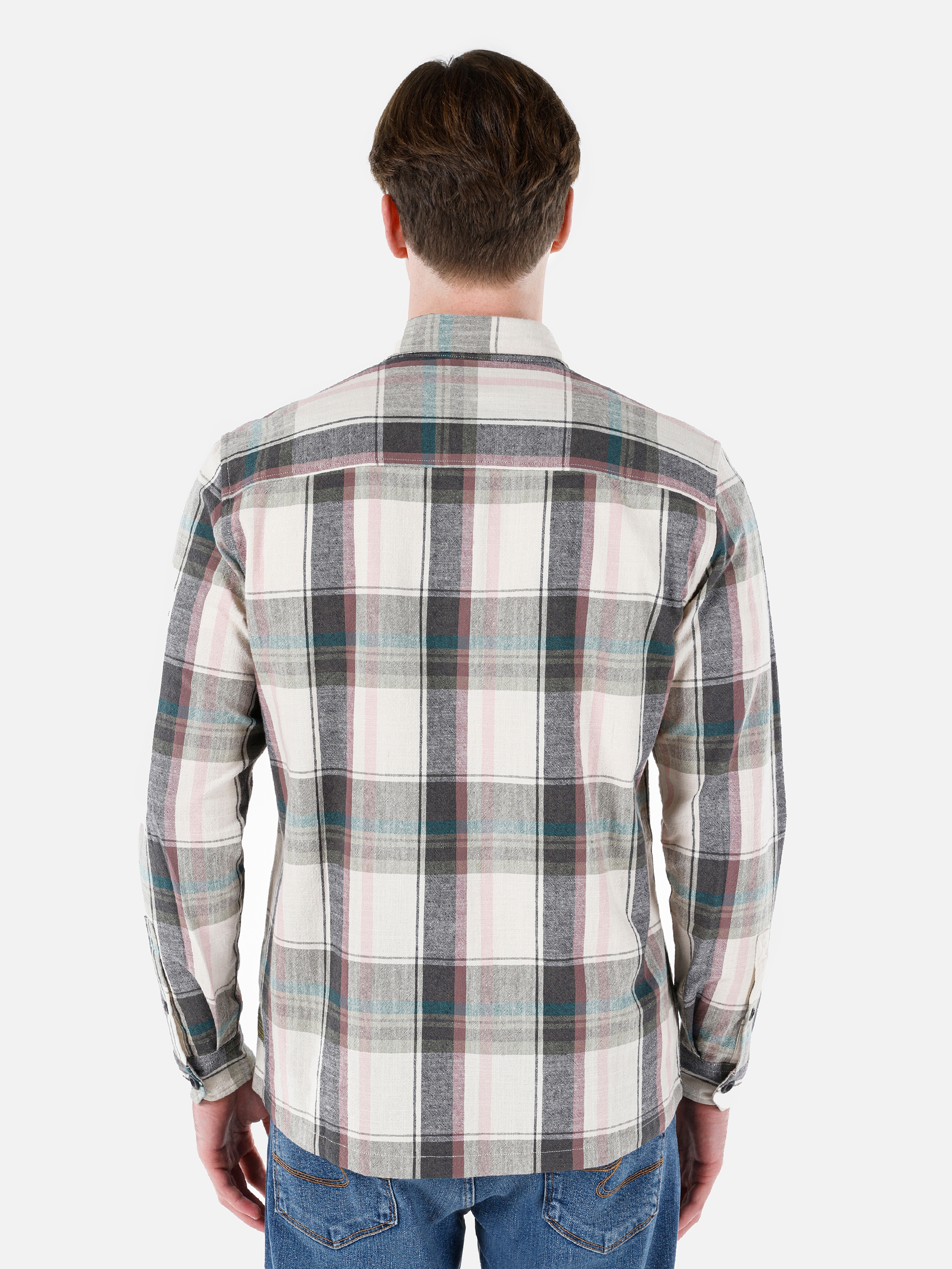 Normal Kesim Shirt Yaka Cepli Pembe Erkek Uzun Kol Gömlek Cl1066841
