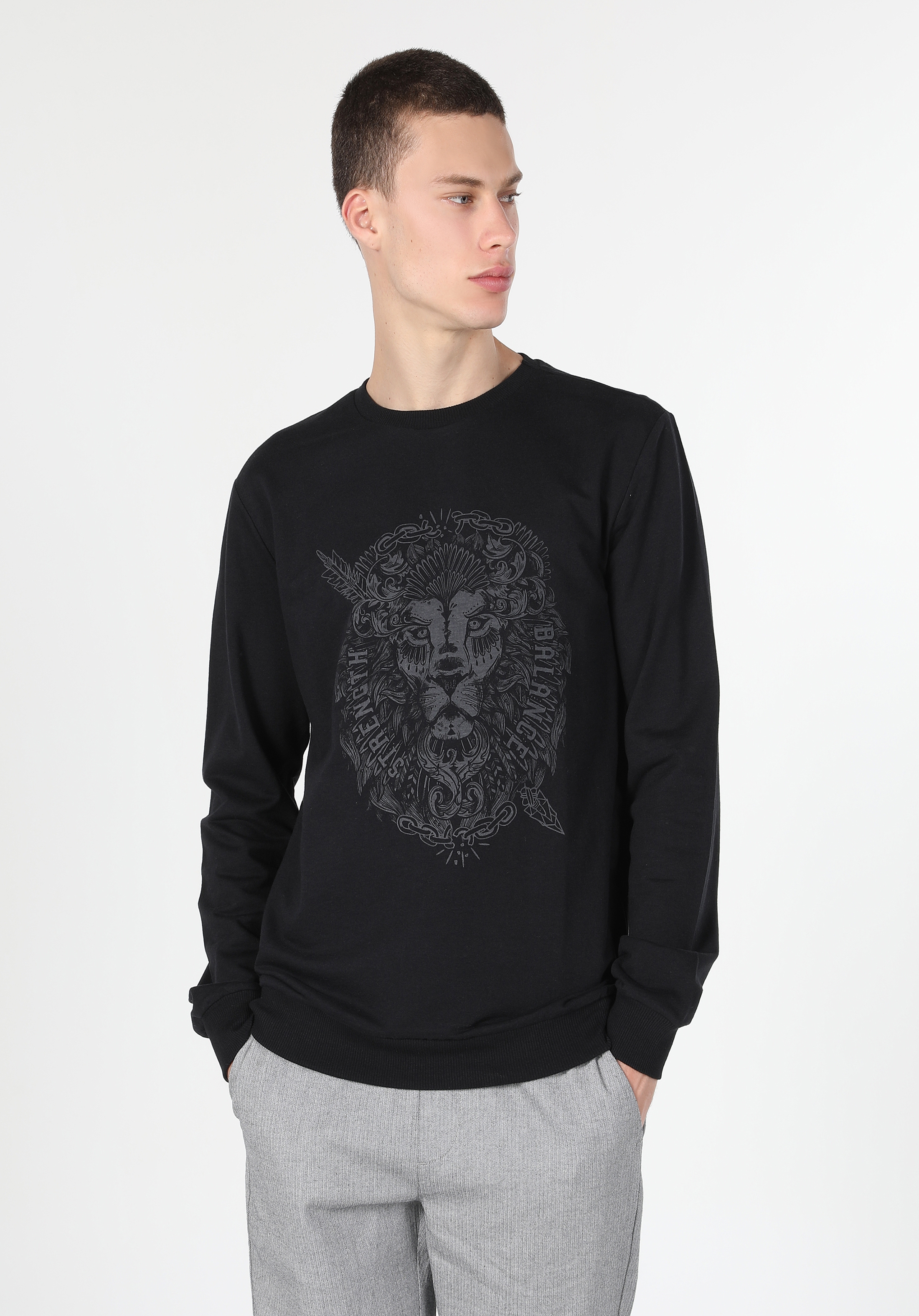 Siyah Erkek Sweatshirt