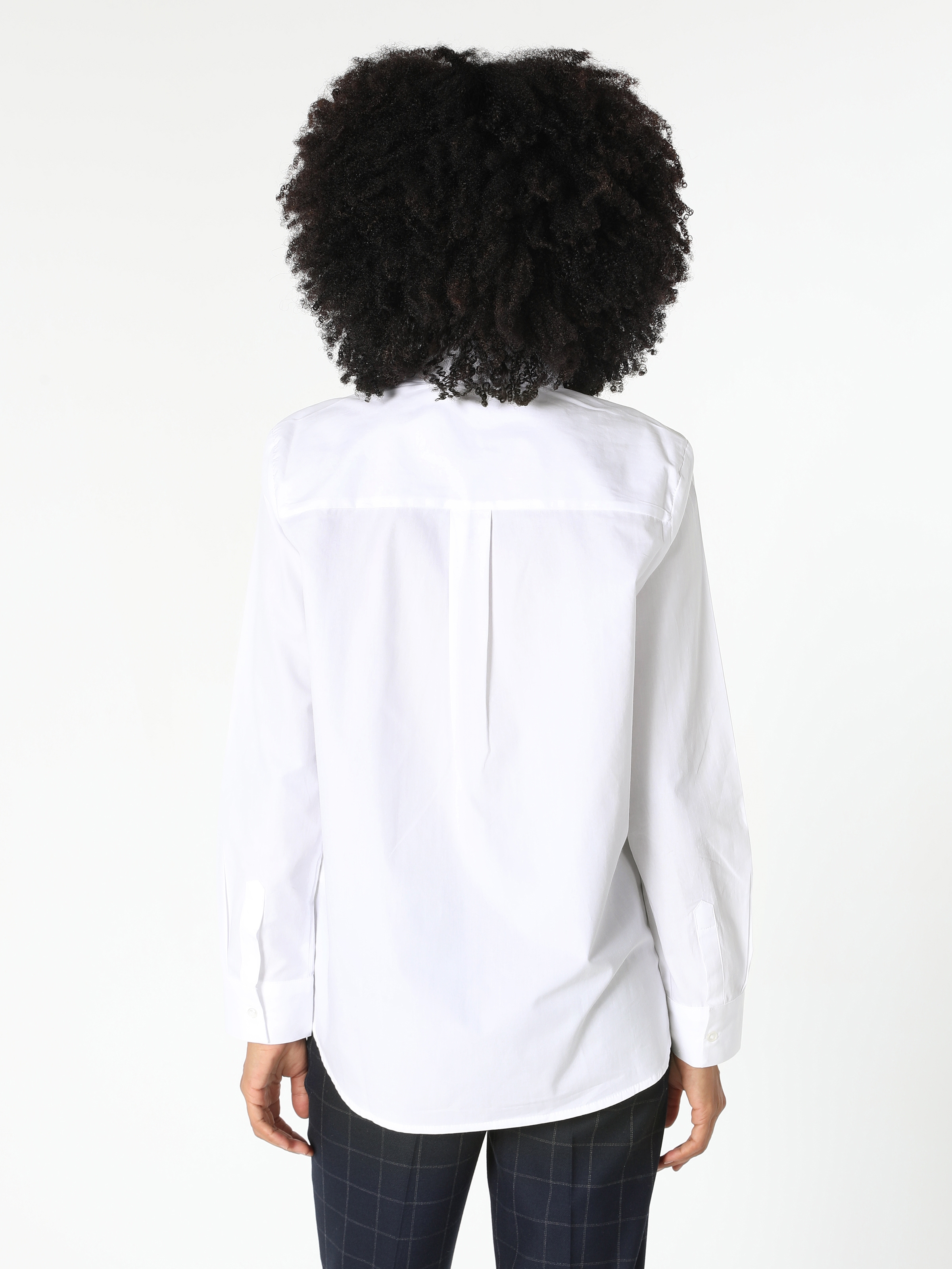 Regular Fit Beyaz Kadın Uzun Kol Gömlek Cl1054996