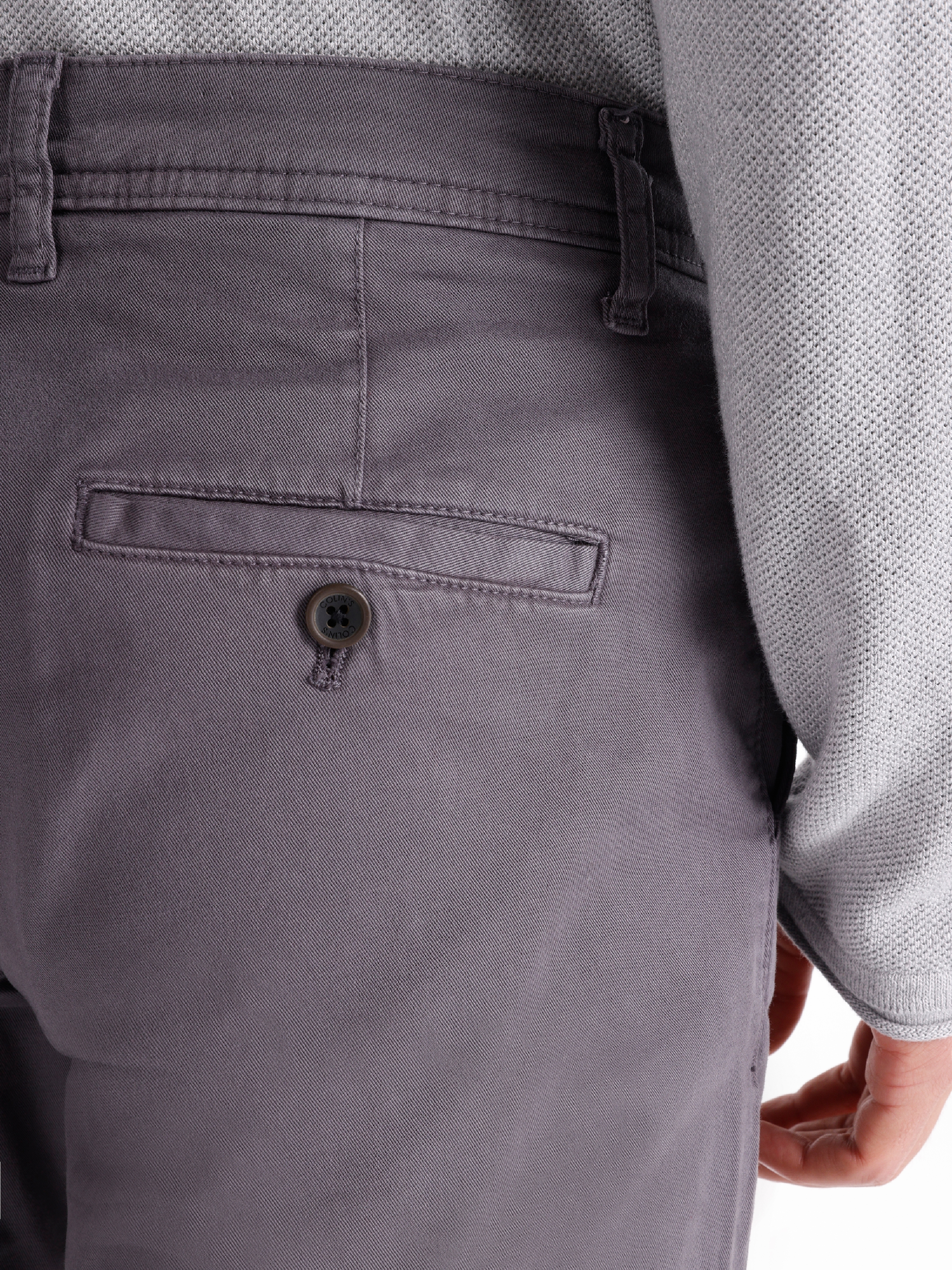 Regular Fit Orta Bel Normal Kesim Düz Paça Koyu Gri Erkek Pantolon