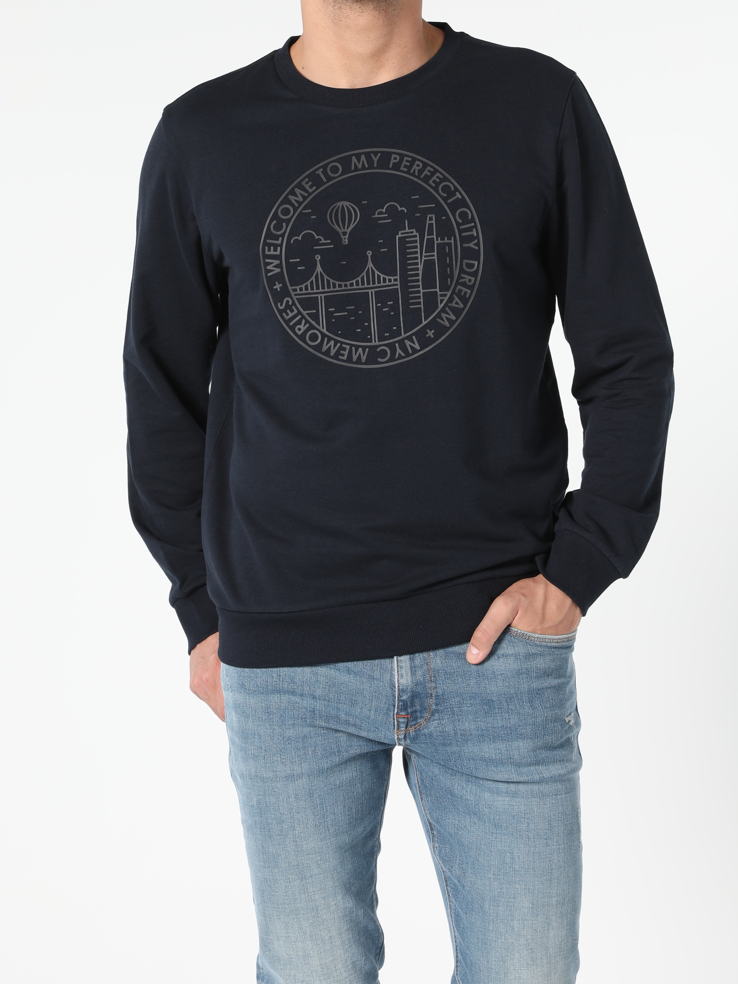 Regular Fit Lacivert Erkek Sweatshirt Cl1055795