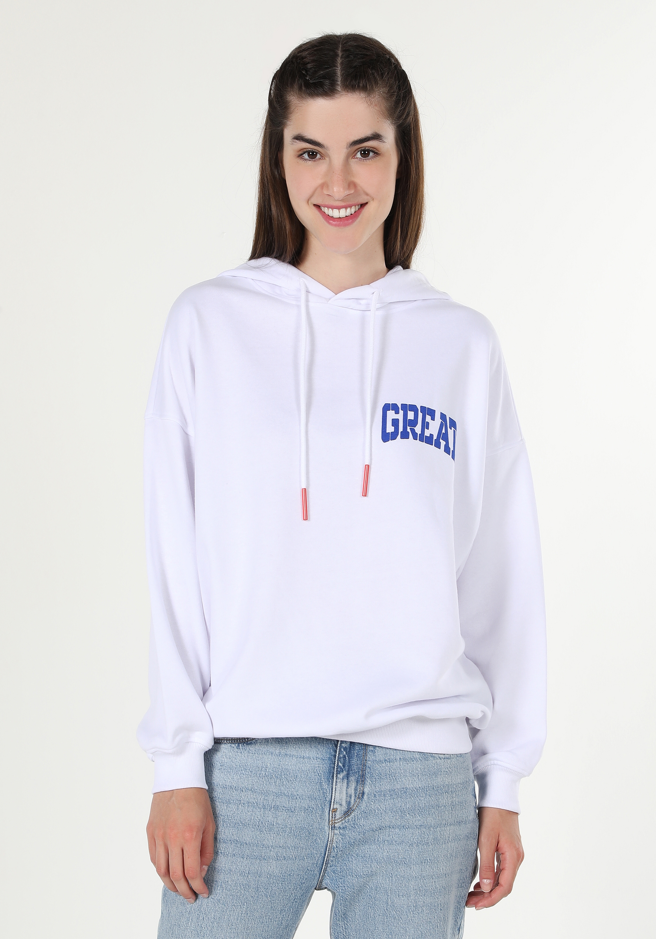 Beyaz Kadın Sweatshirt