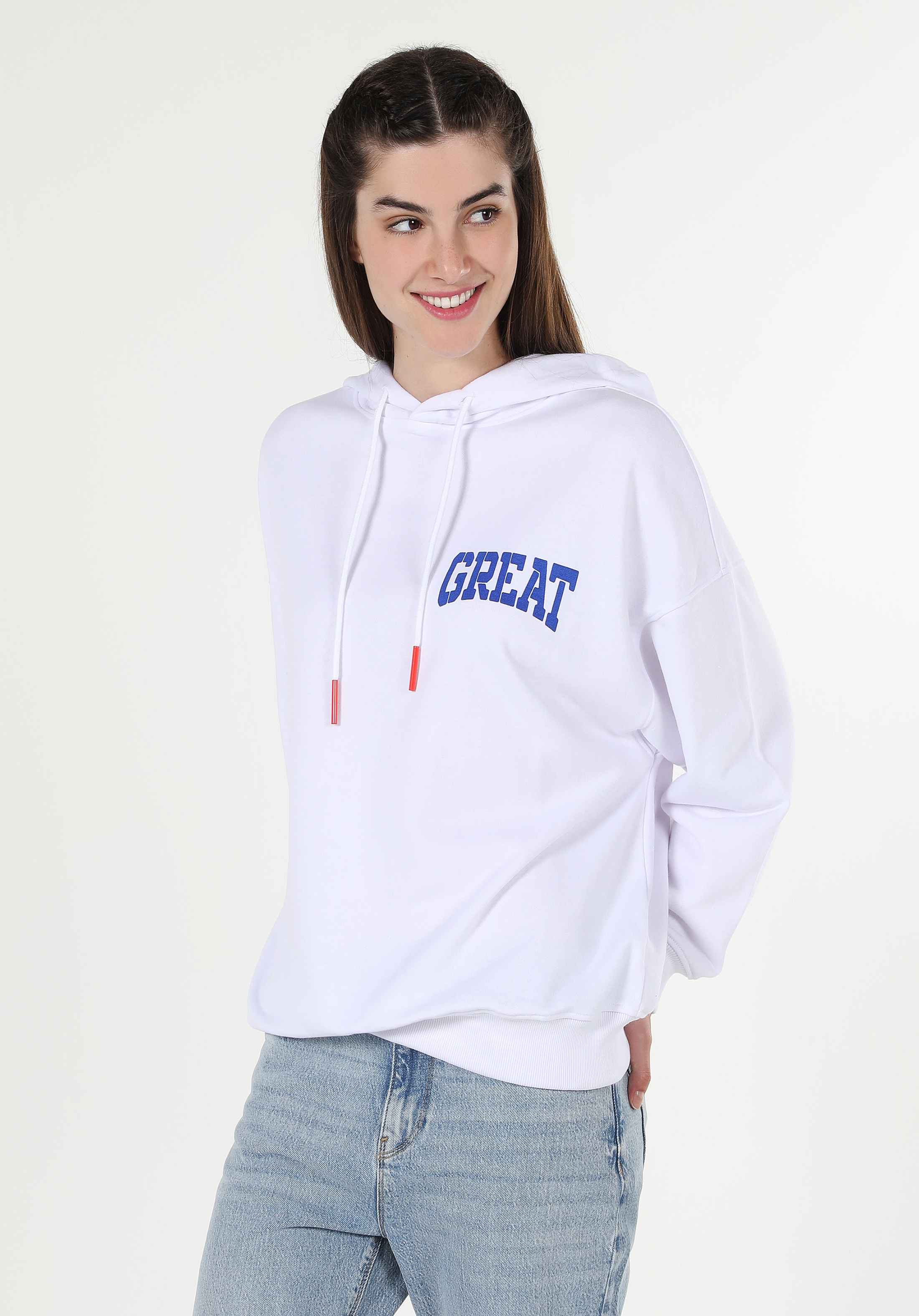 Beyaz Kadın Sweatshirt